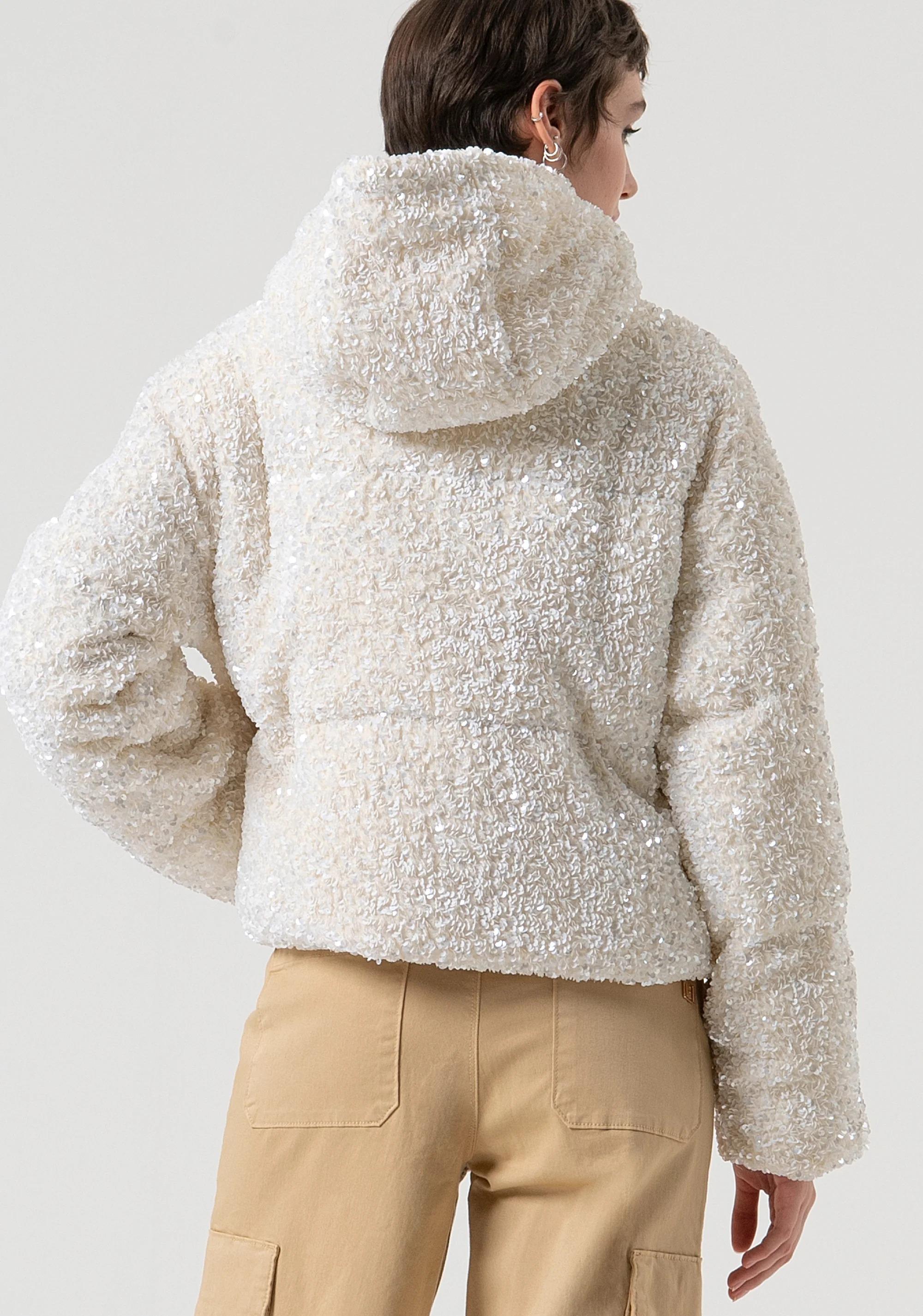 Fracomina Giacca regular imbottita in tessuto con paillettes vanilla FP25WC3009O429N6 508 FRACOMINA 