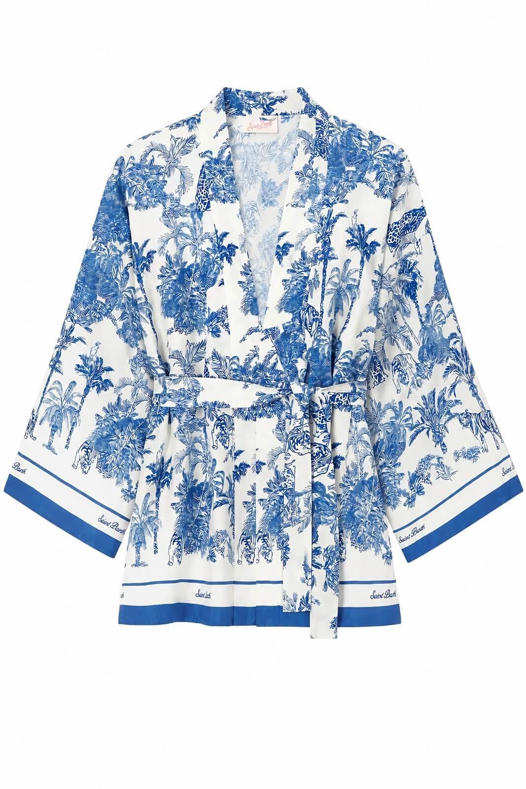 Kimono corto Carly in seta con stampa toile de Jouy CYR0001 08351L MC2 SAINT BARTH 