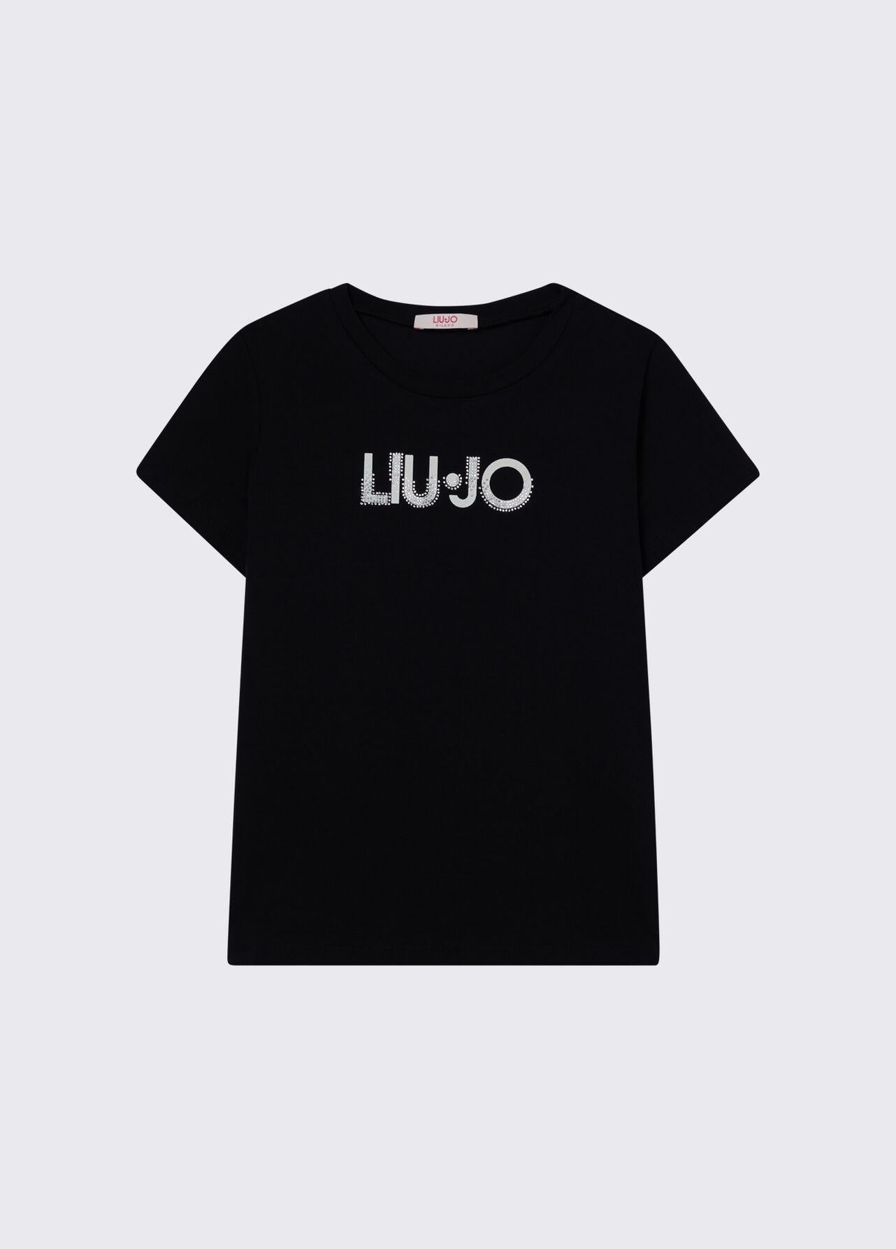 LIU-JO T-shirt con logo e strass NERA GA6033JS003 22222 LIU-JO 