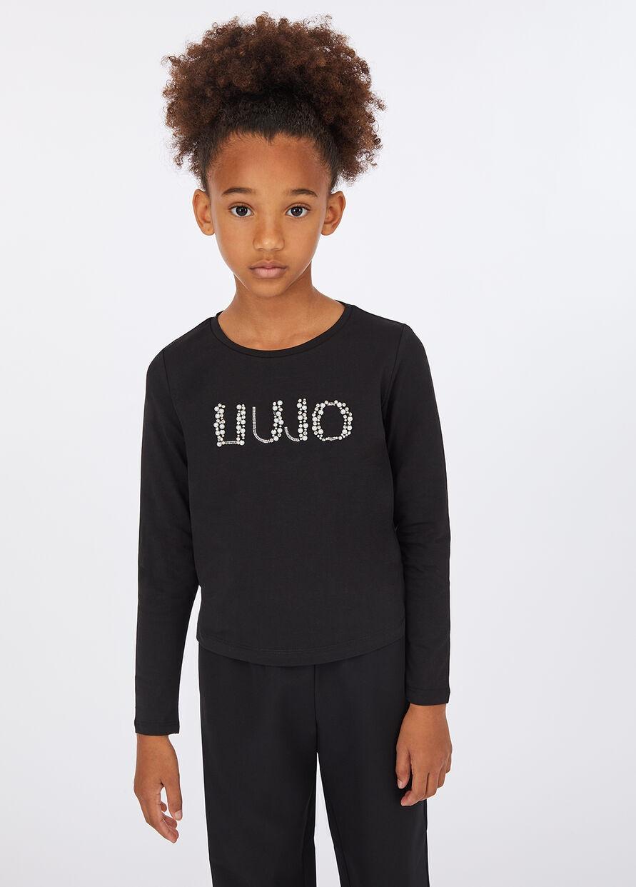 LIU-JO T-shirt con ricami gioiello Nera GF5108J0088 R9267 LIU-JO junior 