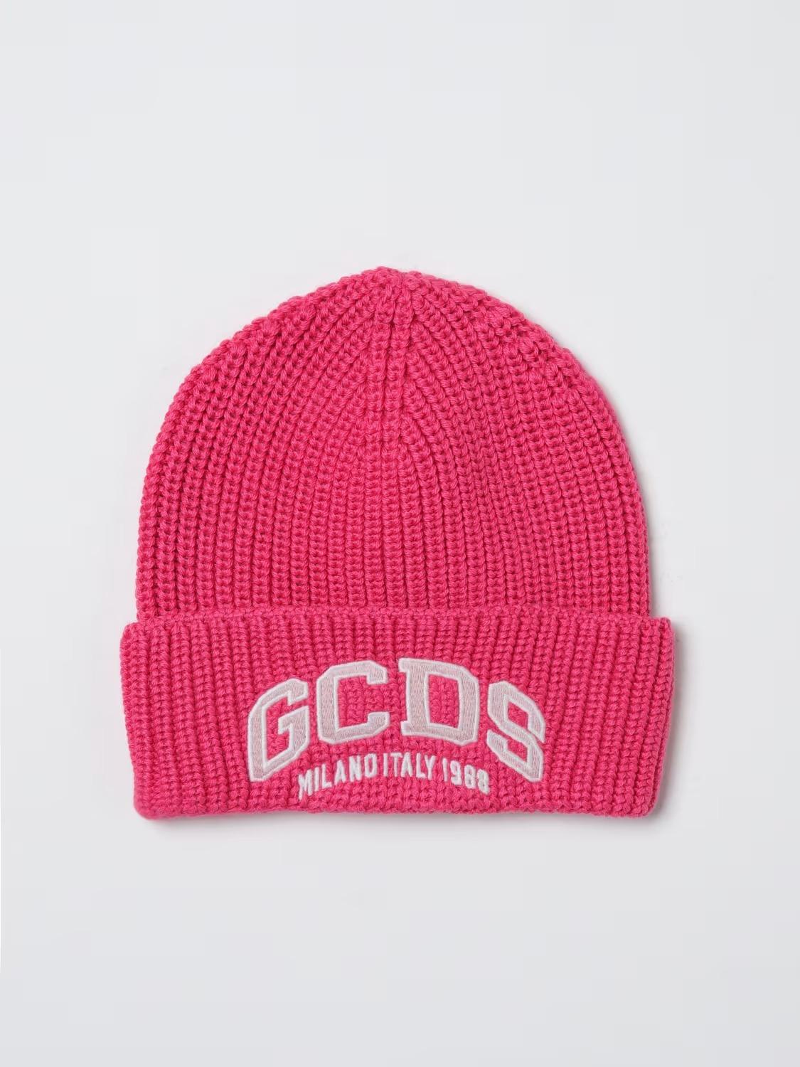 Cappello GCDS Junior in maglia misto lana a coste fucsia B2KU5817AL8- 59 GCDS 