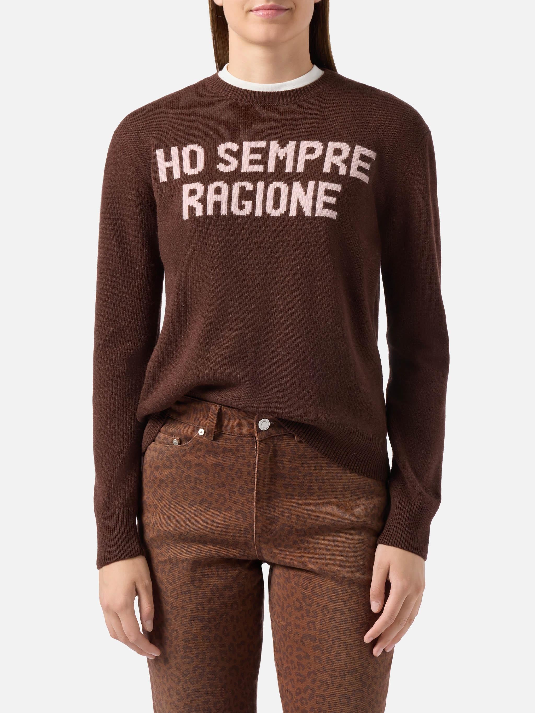 Maglione New Queen in misto cashmere marrone con jacquard Ho sempre ragione QUE0010 02121I MC2 SAINT BARTH 