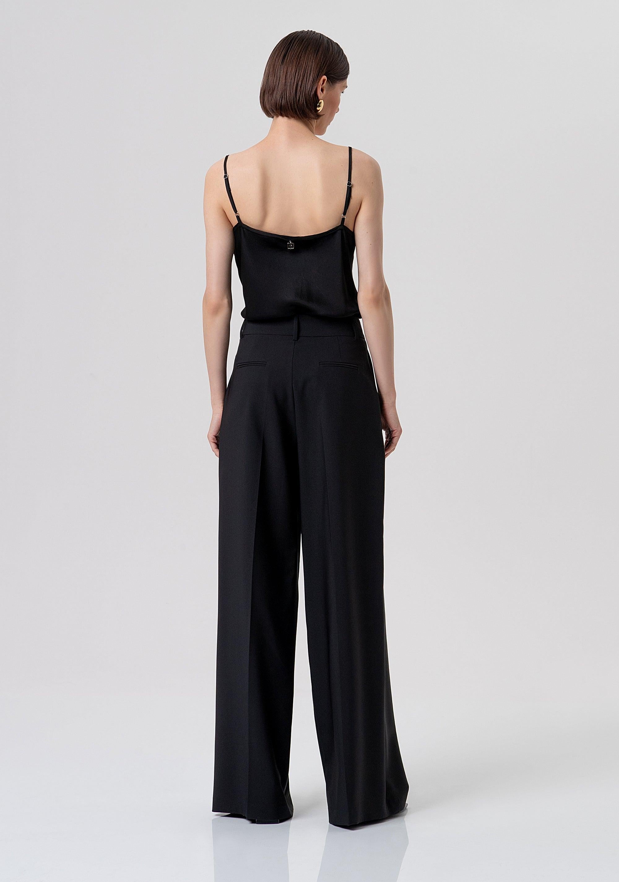 Pantaloni Sartoriali a Vita Alta e Gamba Ampia black FR26SV3001W42901 053 FRACOMINA 