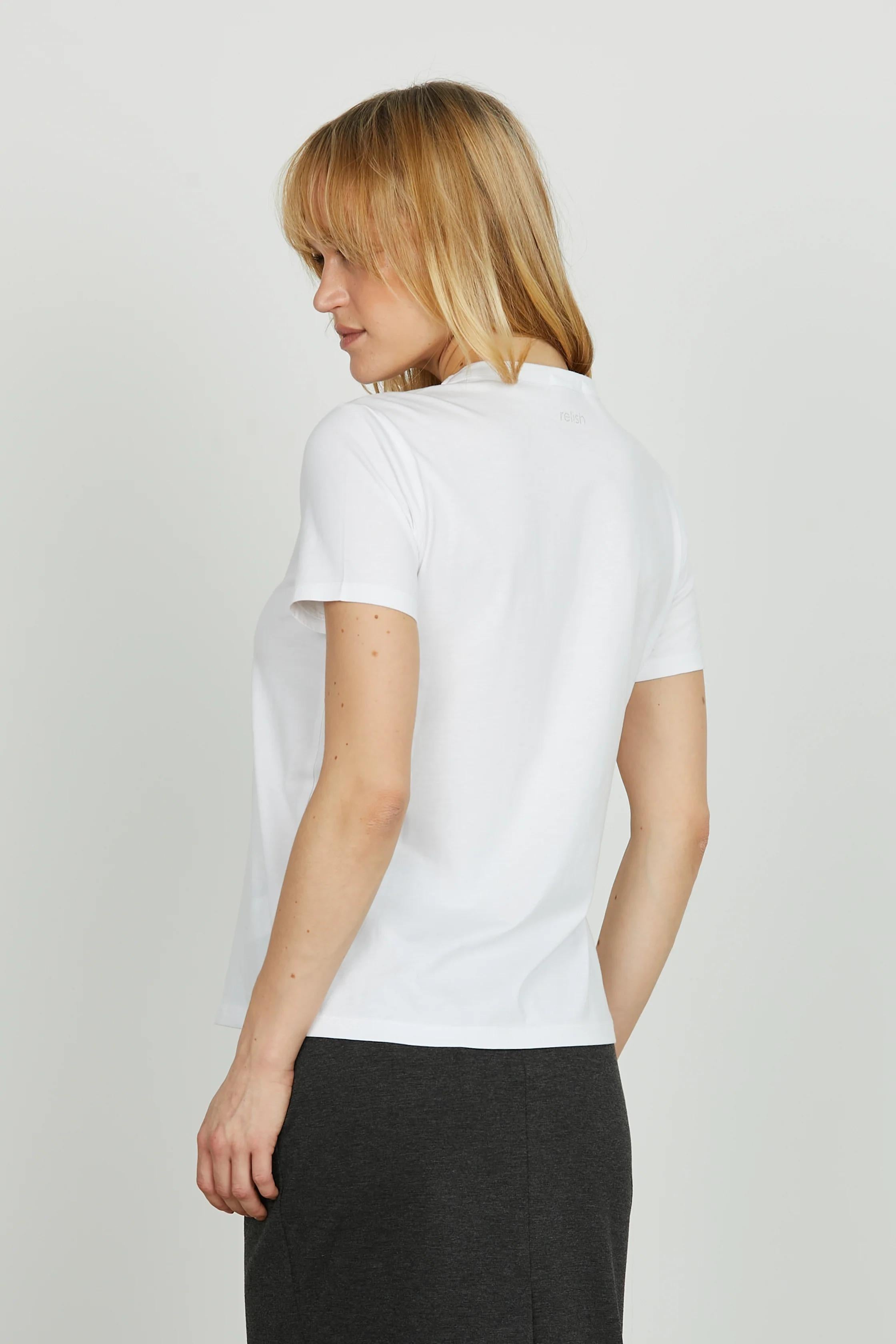 Relish t-shirt raiola con pietre e strass bordo collo RDA2501033010 WHITE RELISH 