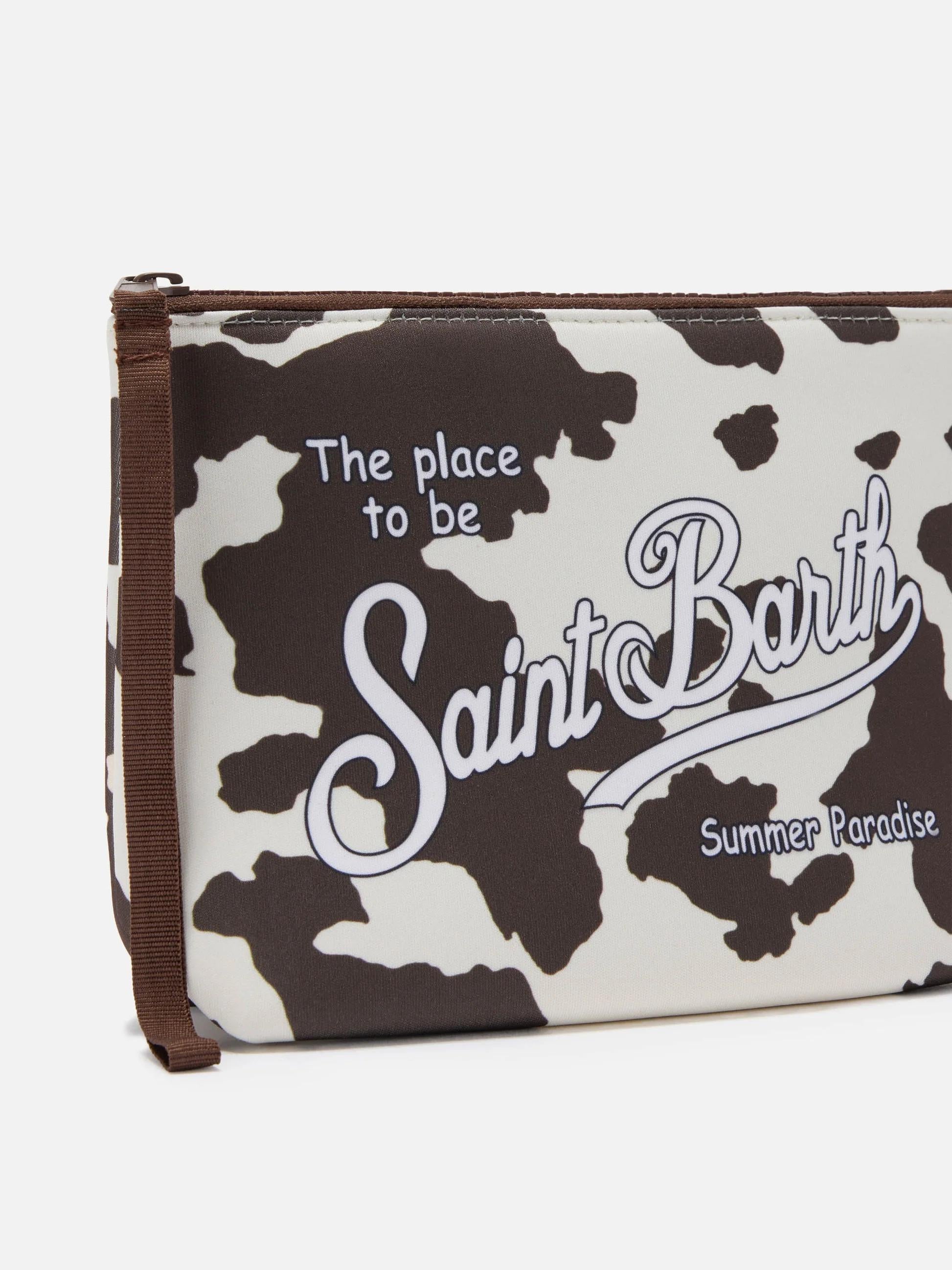 Pochette Aline in scuba con stampa animalier muccata ALIN001 00961L MC2 SAINT BARTH 