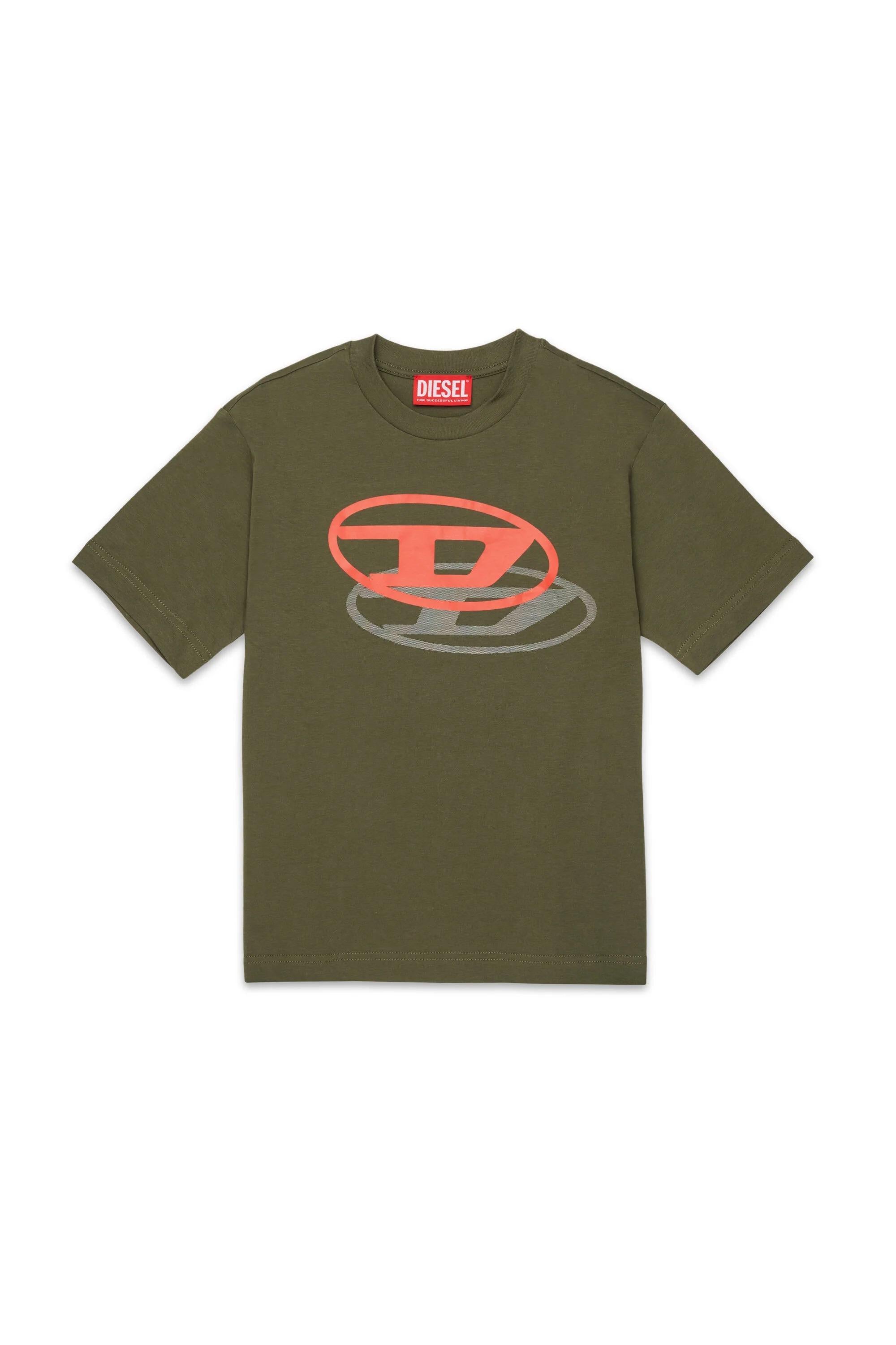 T-shirt con logo Oval D stampato verde militare J02601-00YI9 K511 DIESEL 