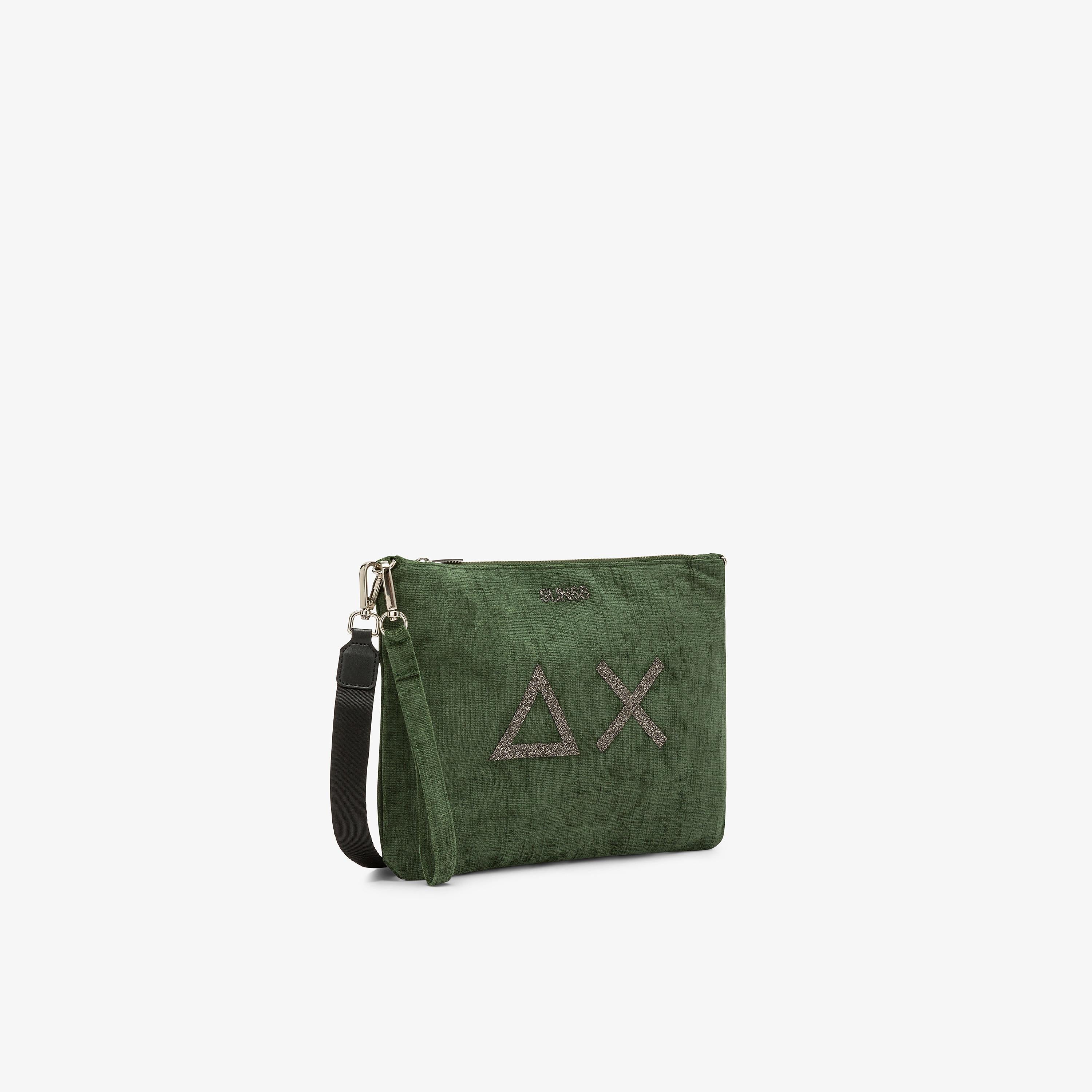 Pochette in velluto con logo verde prato X45201 88 SUN 68 