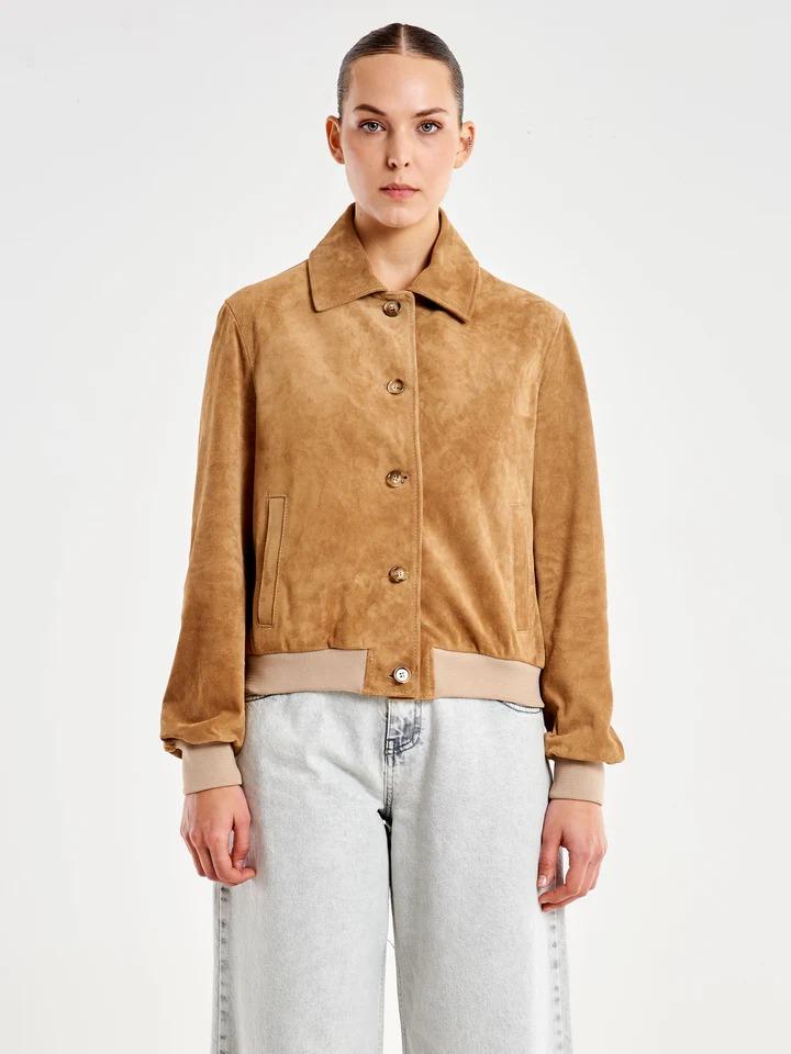 VICOLO Bomber Corto Scamosciato in Vera Pelle TAB0159 07 VICOLO 