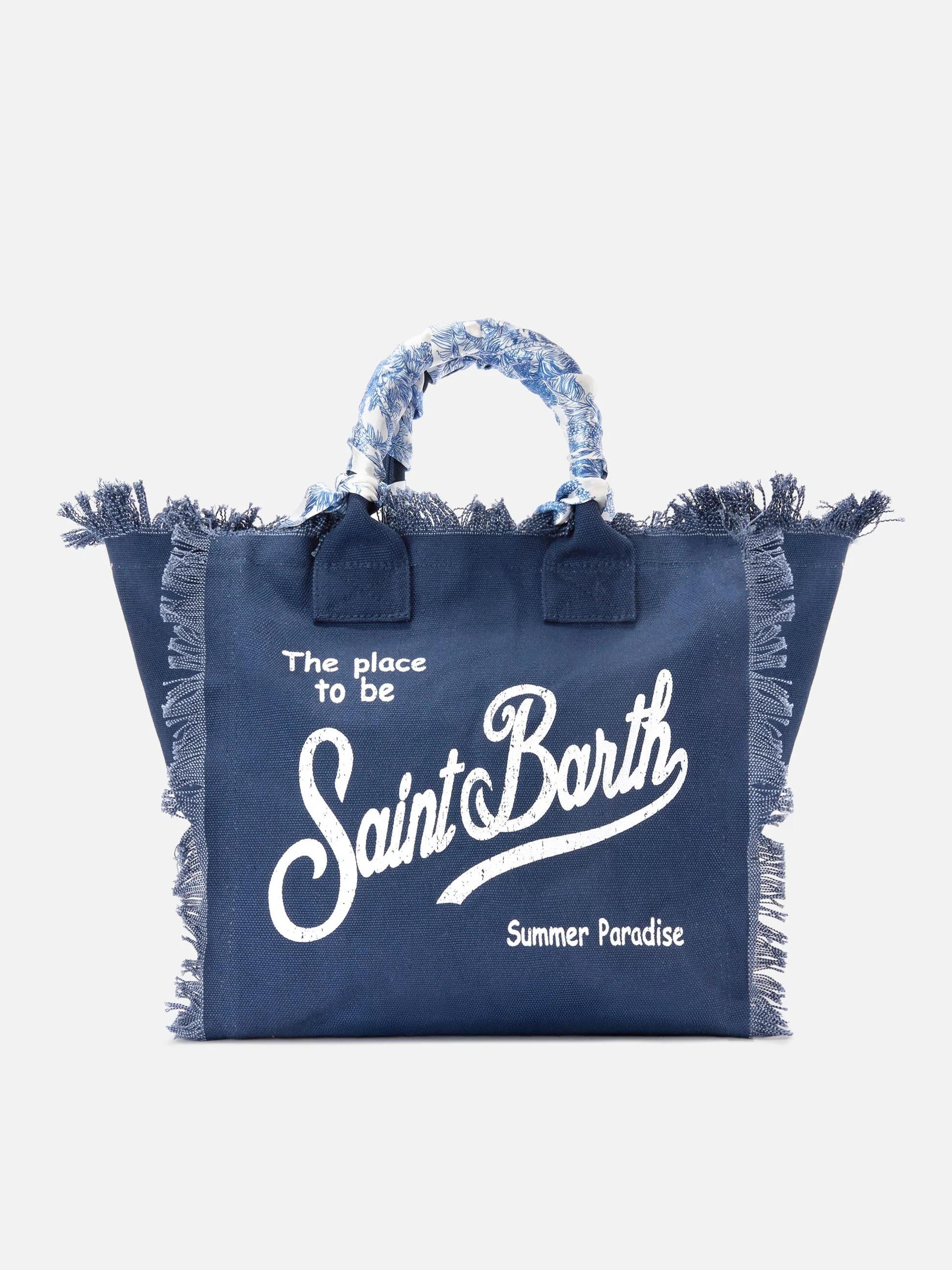 Borsa Vanity regular in canvas blu con twill removibile VANI045 09850L MC2 SAINT BARTH 