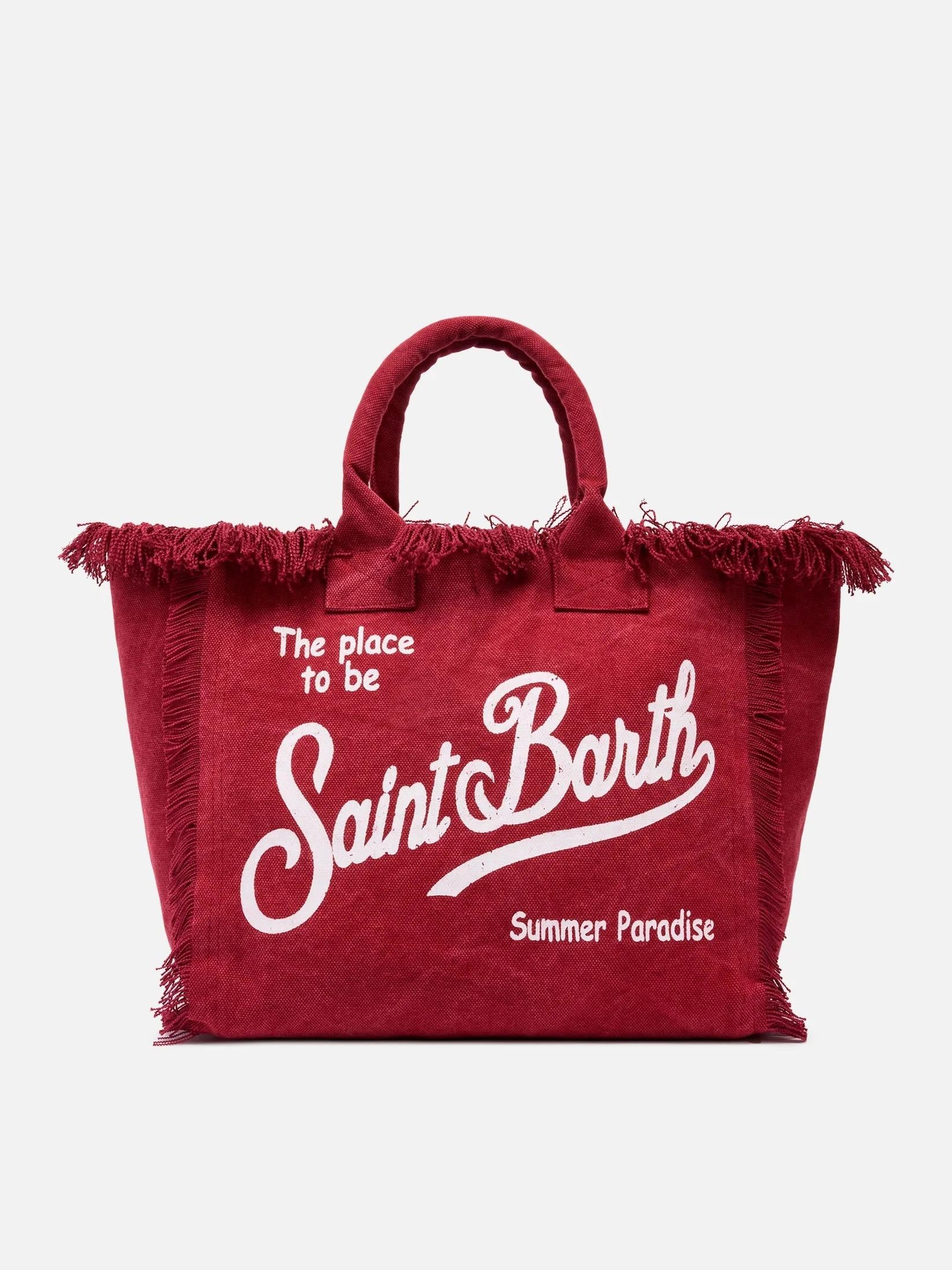 Borsa a spalla Vanity in canvas di cotone bordeaux VANI001 00171L MC2 SAINT BARTH 