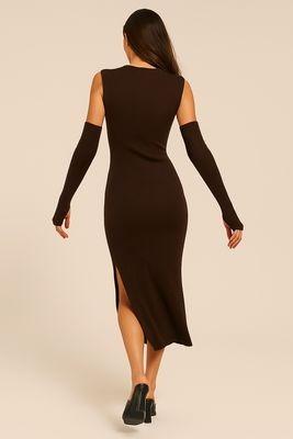 VICOLO - abito in maglia con manicotti 77331F - moro 77331F MARRONE VICOLO 