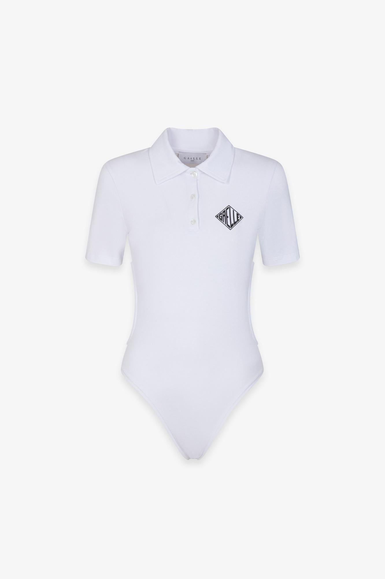 Body Mezza Manica Con Collo E Abbottonatura A Polo Con Aperture Sui Fianchi  Bianco - Gaëlle Paris GAABW09318-PTTS0059 BI01 GAELLE 