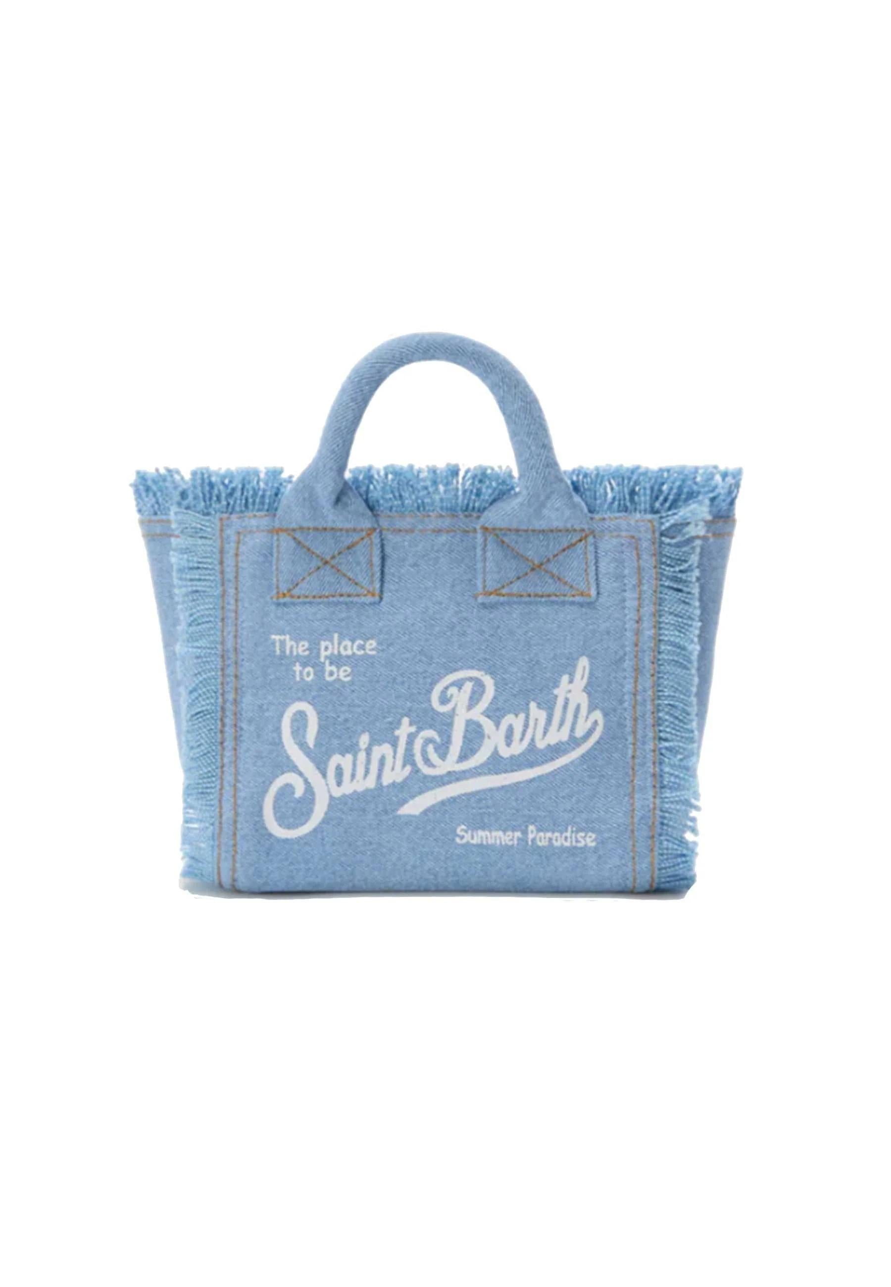 Mc2 saint barth Borsa Vanity Mini Denim Chiaro Logo Bianco VAMI001 00426L MC2 SAINT BARTH 