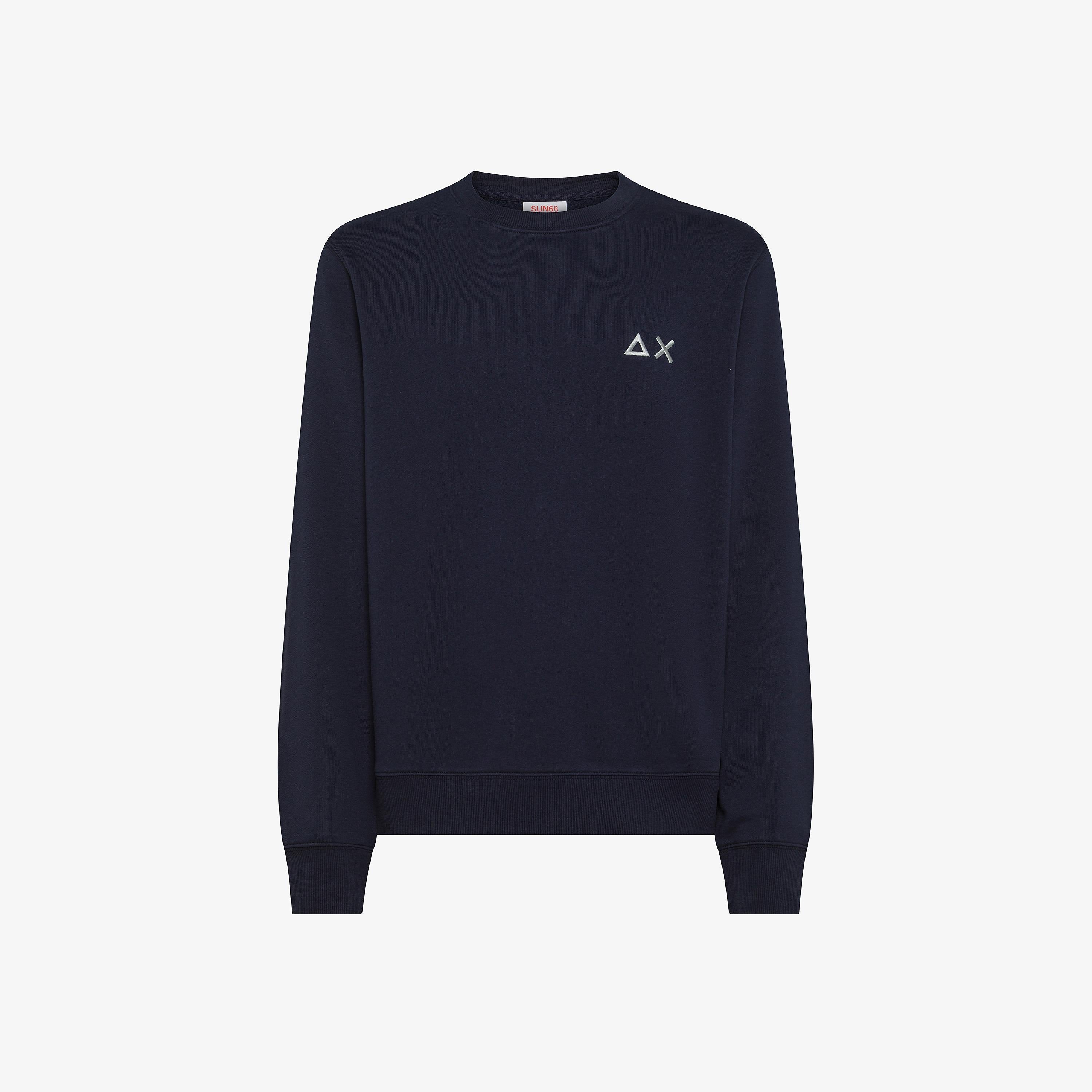 SUN68 Felpa girocollo in cotone navy blue F45103 07 SUN 68 