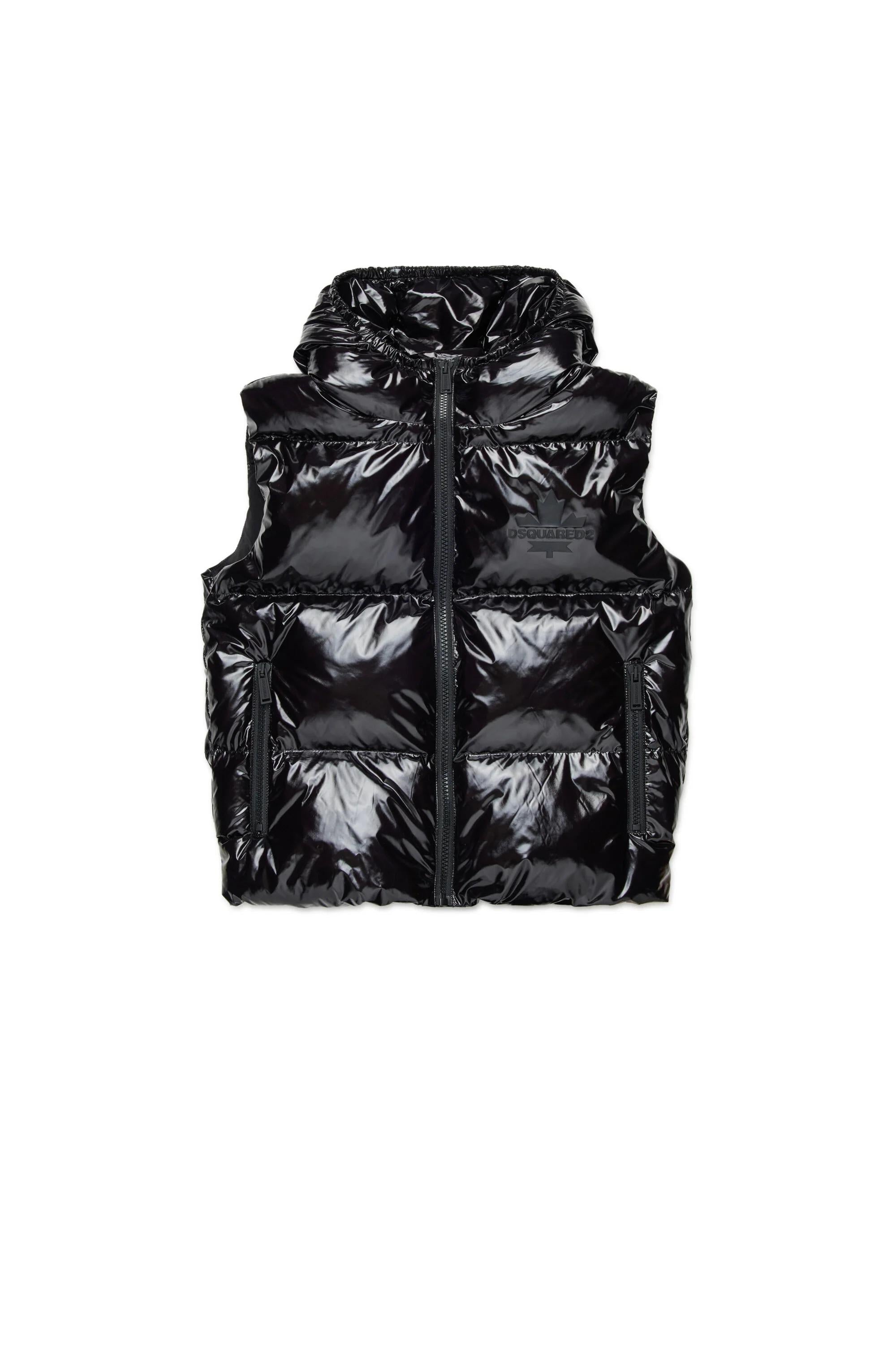 Smanicato imbottito lucido con logo Maple Leaf nero DQ3043-D0ADY DQ900 DSQUARED KID 