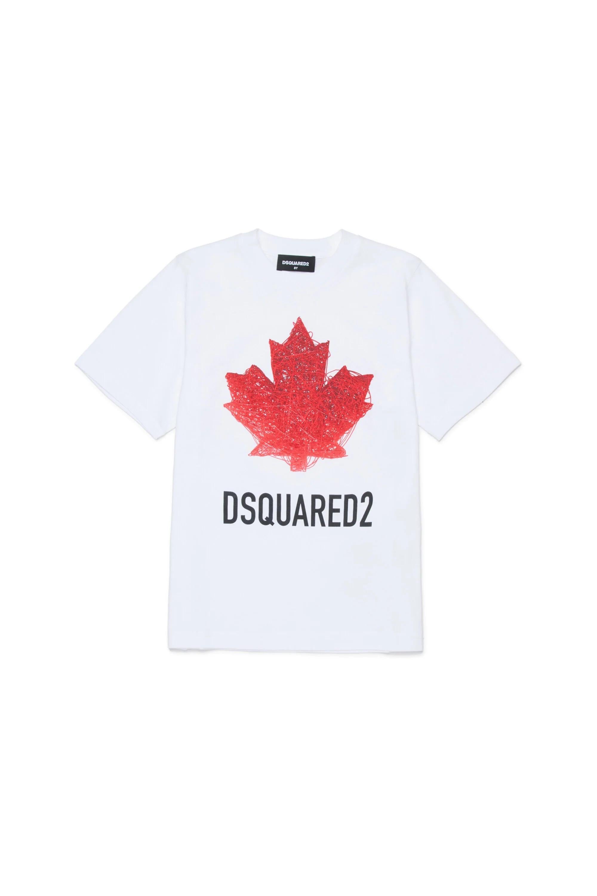 DSQUARED2<BR/>Maglietta con logo bianca DQ3176-D00XM DQ100 DSQUARED KID 