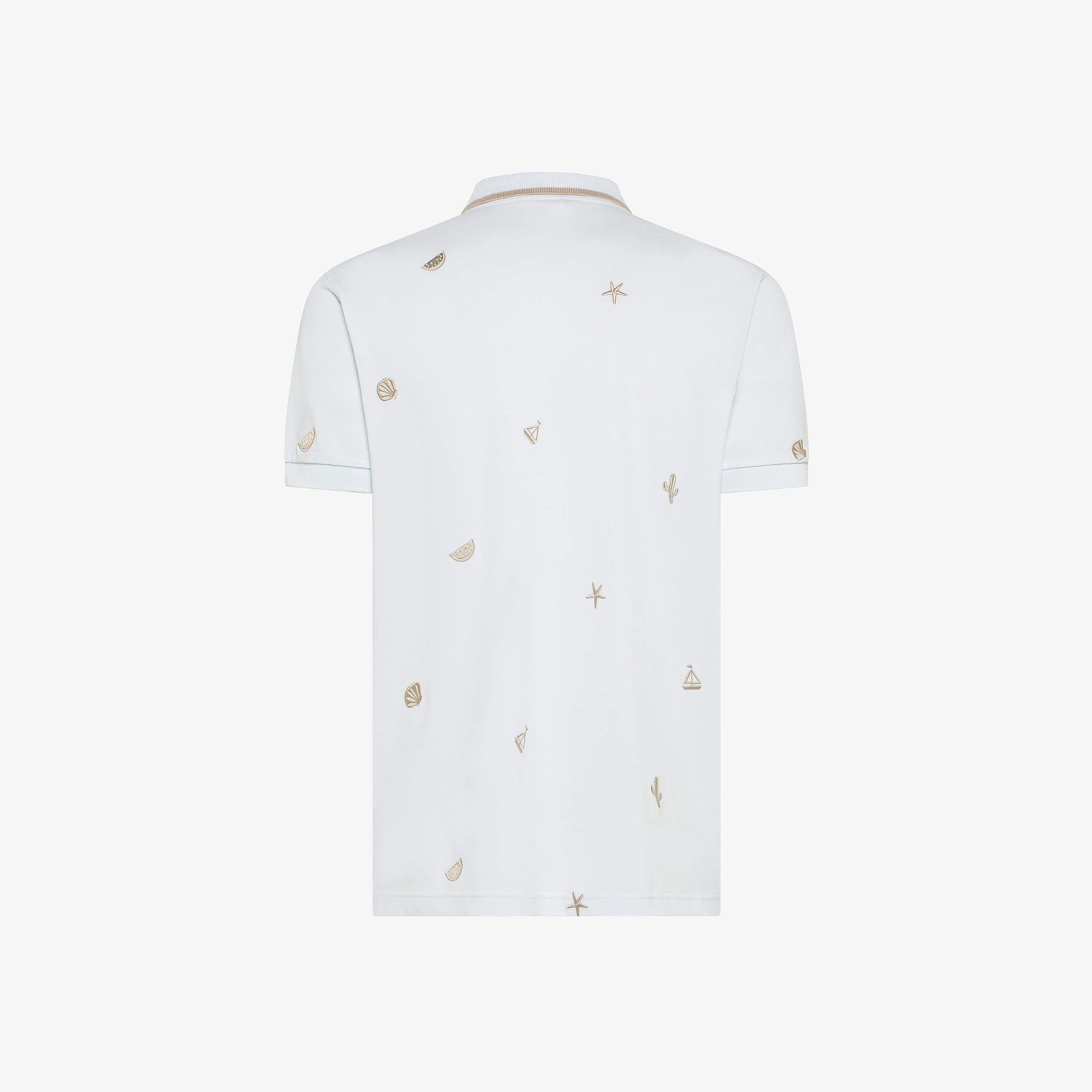 SUN68 Polo full embroidery Bianca A36126 01 SUN 68 