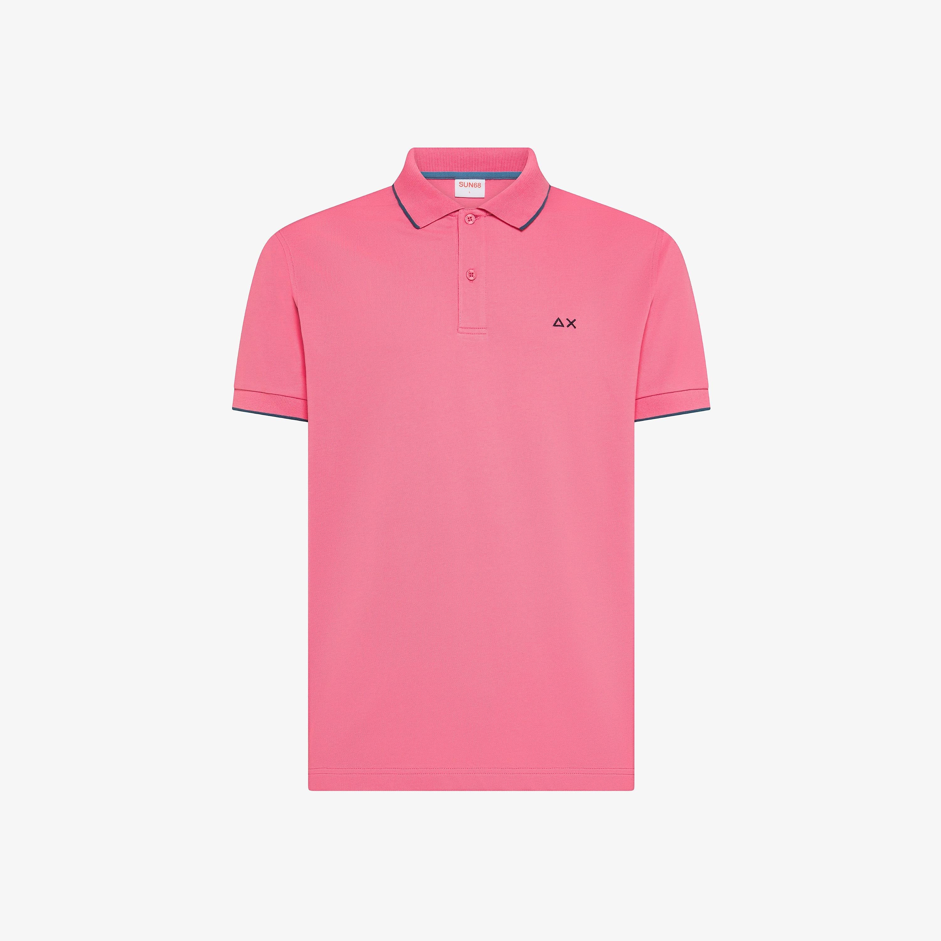 SUN68 Polo small stripe on collar Fuxia A36111 20 SUN 68 