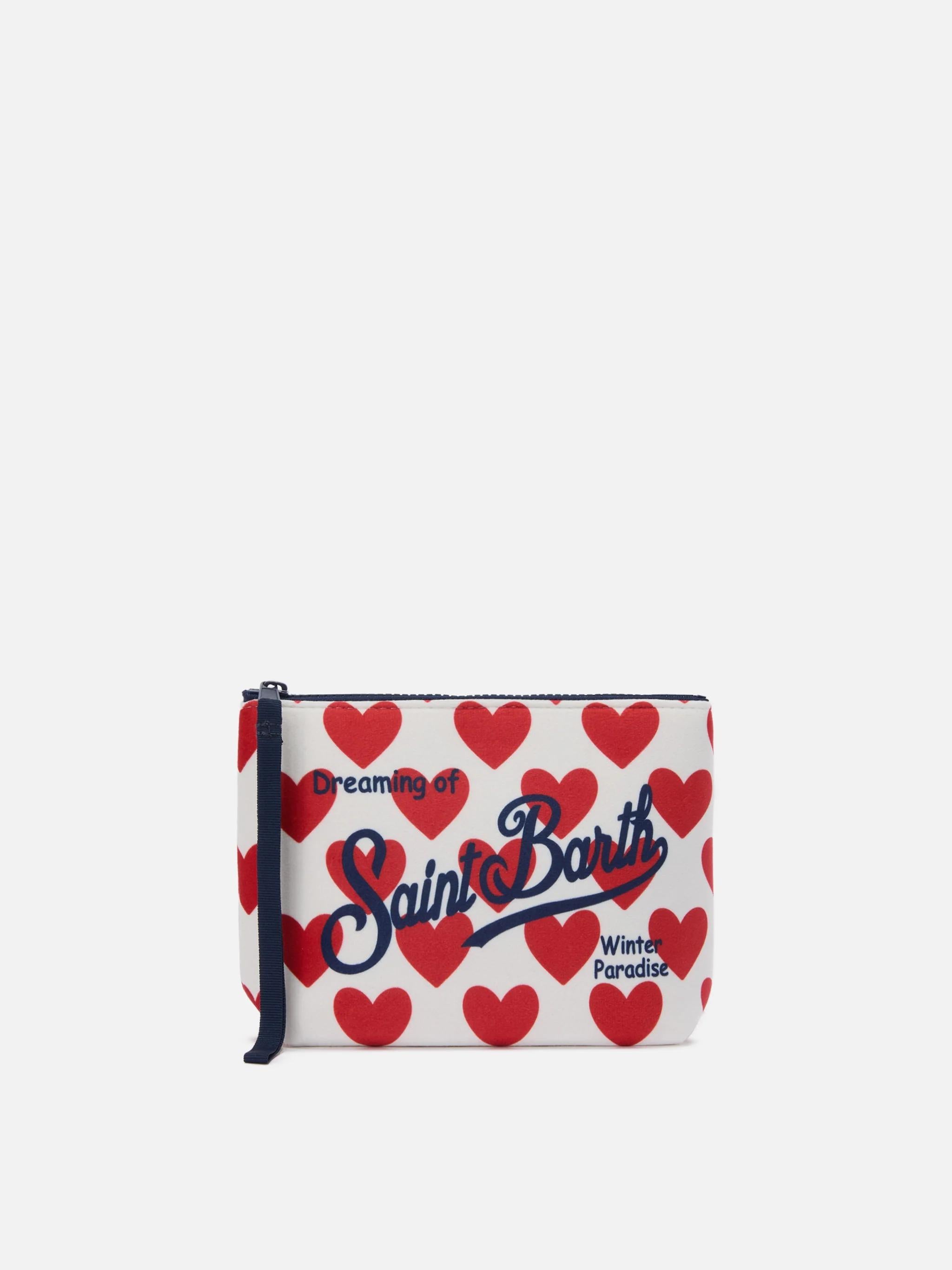 Pochette Aline effetto lana con stampa cuori ALI002 01505I MC2 SAINT BARTH 