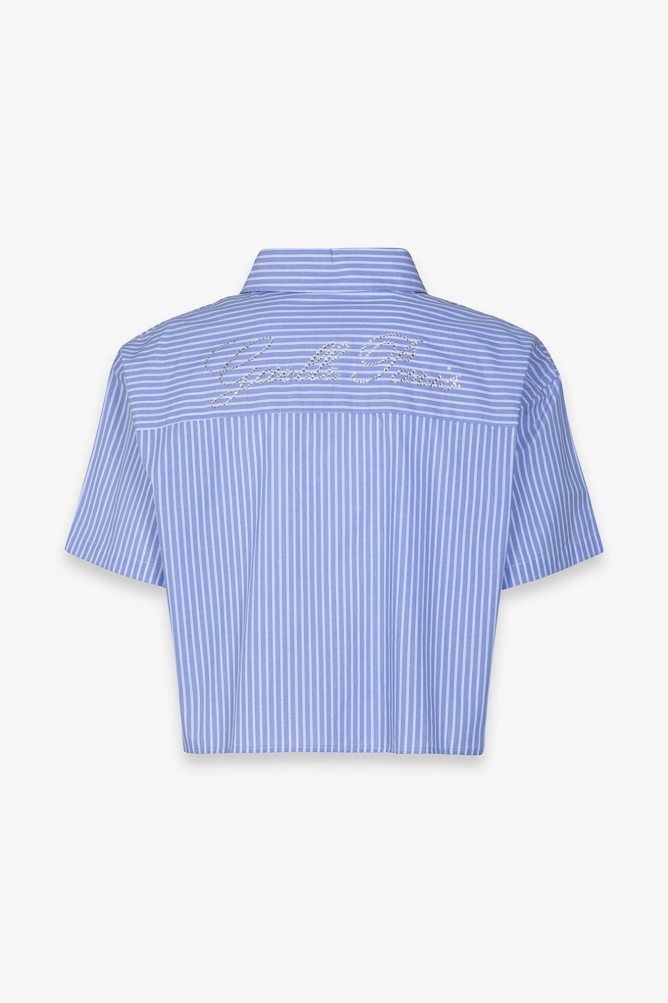 Camicia A Mezza Manica In Bastonetto Di Cotone  Azzurro - Gaëlle Paris GAABW09837-TMTL0030 AZZURRO GAELLE 