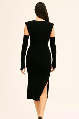 VICOLO - abito in maglia con manicotti 77331F -NERO 77331F NERO VICOLO 