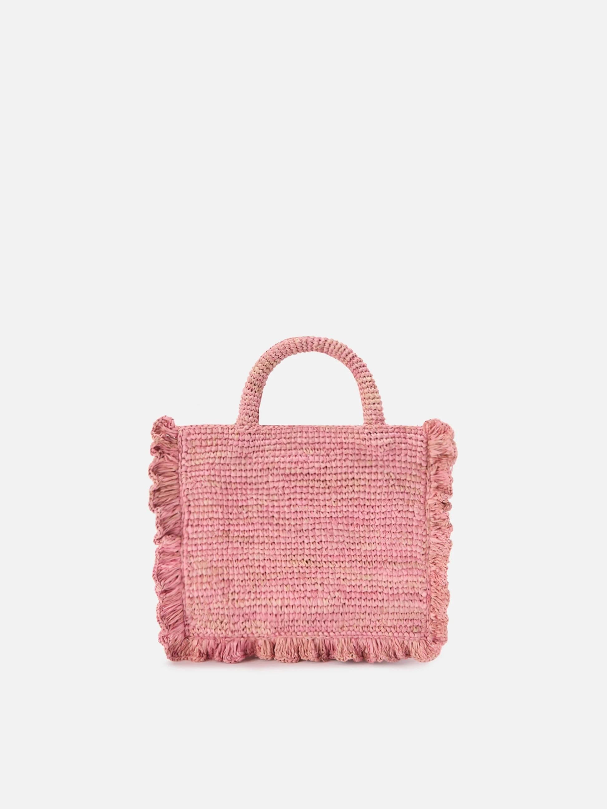 Borsa Volant Mini in raffia rosa con logo ricamato RAFV002 00223L MC2 SAINT BARTH 