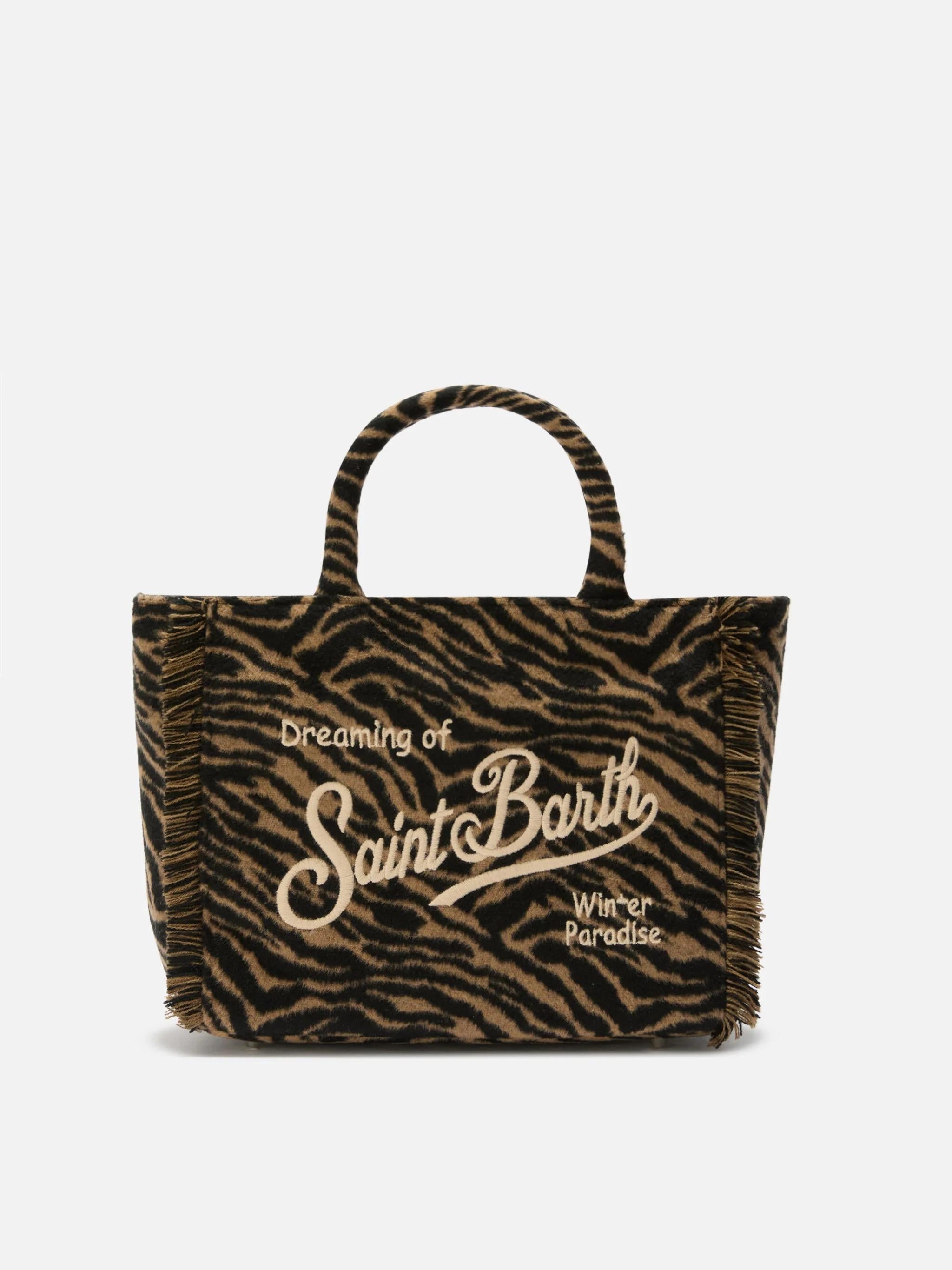Borsa a mano Colette Felt in misto lana zebrata COL0037 01322I MC2 SAINT BARTH 