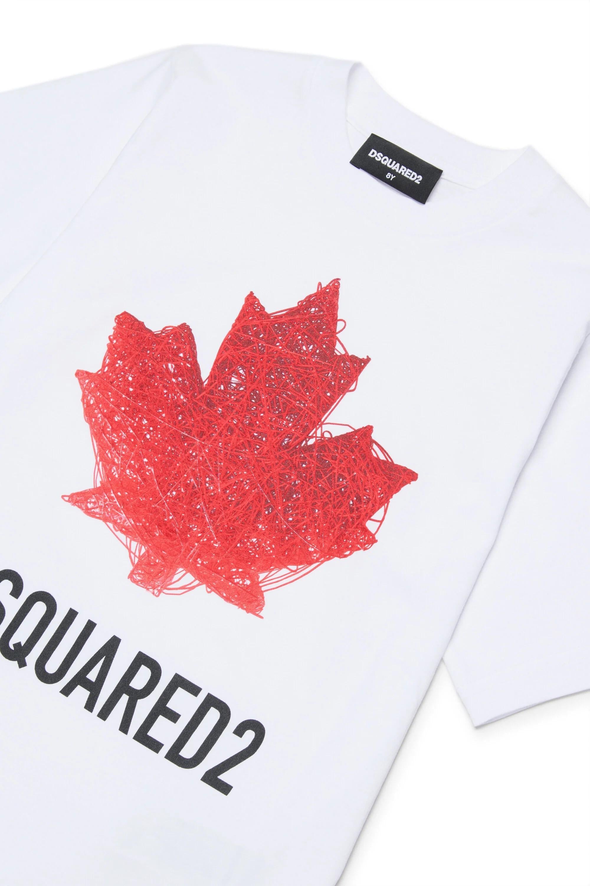 DSQUARED2<BR/>Maglietta con logo bianca DQ3176-D00XM DQ100 DSQUARED KID 