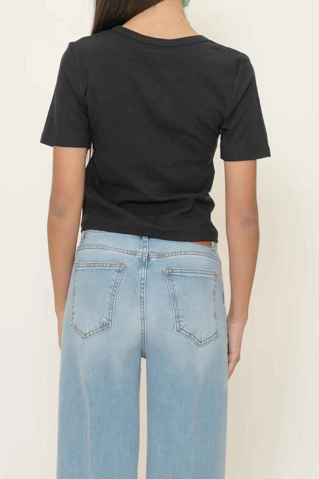 T-SHIRT DONNA GAELLE REGULAR FIT IN MISTO COTONE NERA
