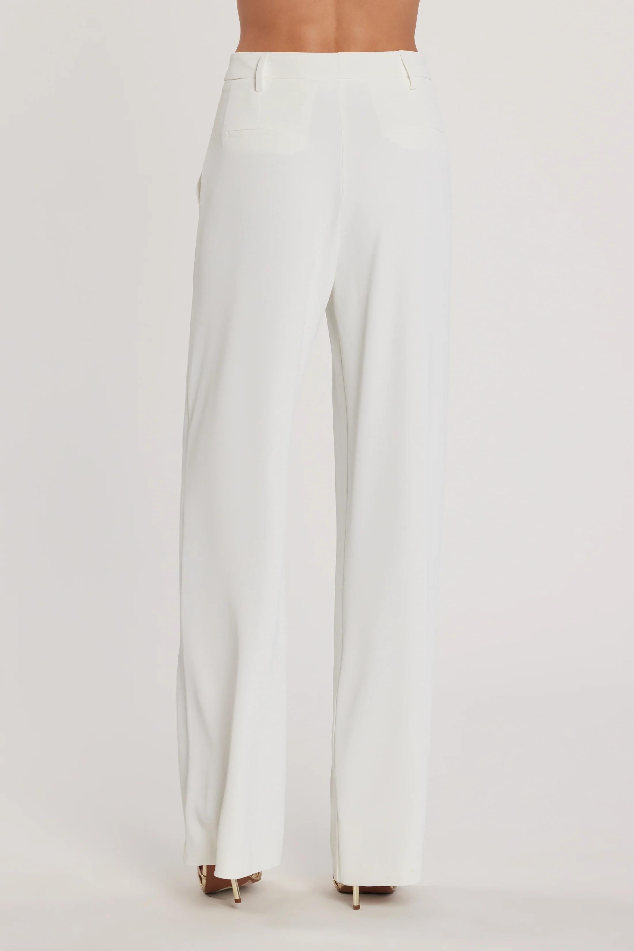 RELISH Pantalone AVEZAM vita alta ampia con applicazioni strass MILK<BR/><BR/> RCP2607006006 1101 RELISH 