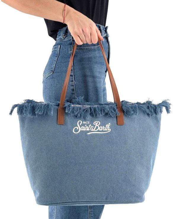 Borsa donna MC2 Saint Barth City BAG Fringe DENIM EMB  JEANS CBMF001 01759L MC2 SAINT BARTH 