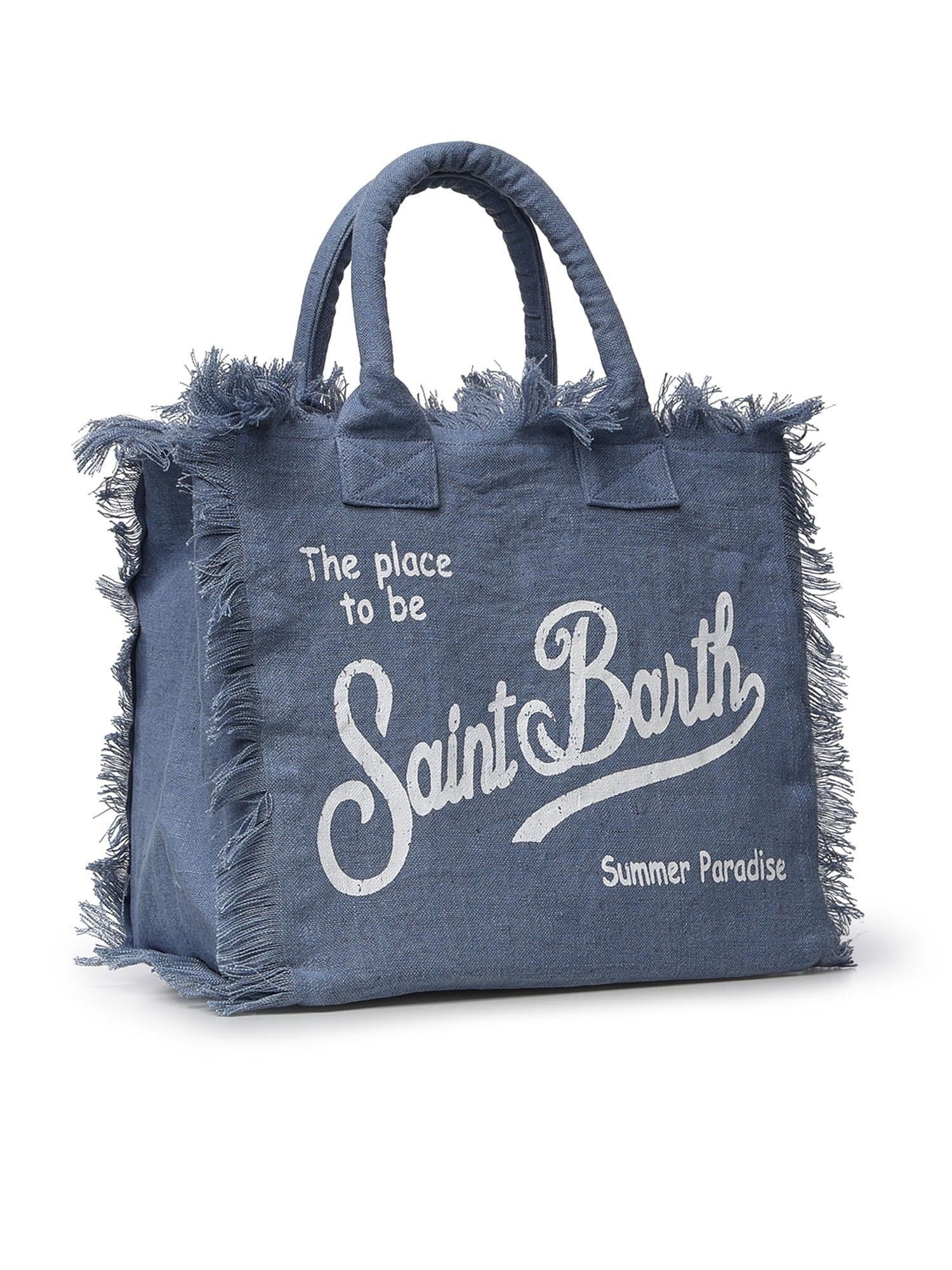 Borsa Vanity regular in lino denim tinta unita VANI022 00262L MC2 SAINT BARTH 