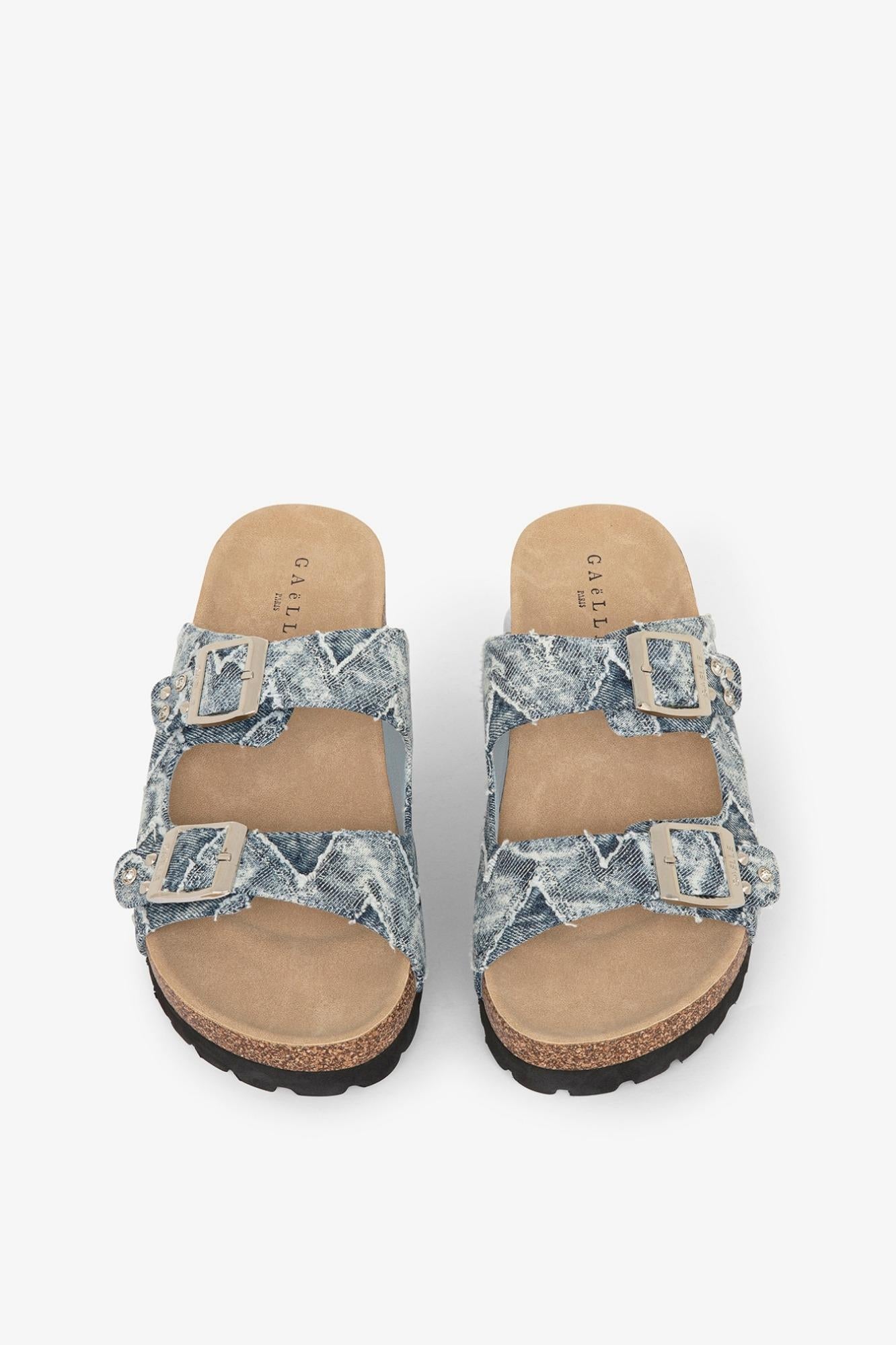 Sandalo In Denim Con Rivetto Personalizzato E Doppia Fibbia  Blue Denim - Gaëlle Paris GACAW01716-MTFI0002 BL62 GAELLE 
