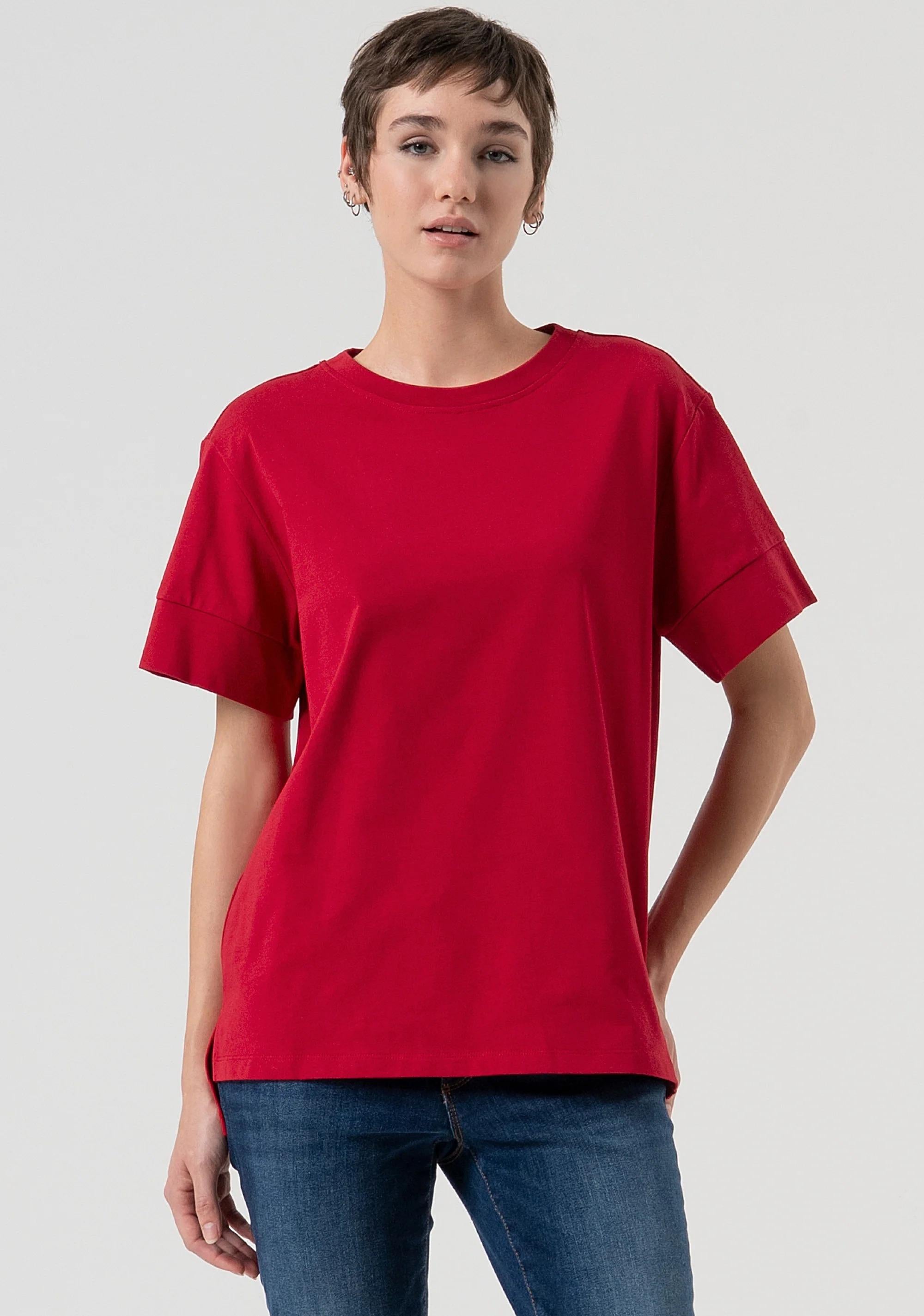 Fracomina T-shirt loose fit in cotone redwine FP25WT3057J40101 T51 FRACOMINA 