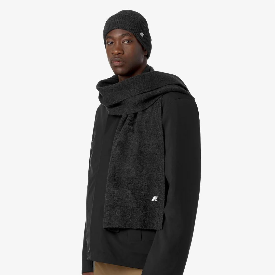 ETIENNE CARDIGAN STITCH WOOL<BR/>BLACK PURE MELANGE K5128RW AZ3 K-WAY 