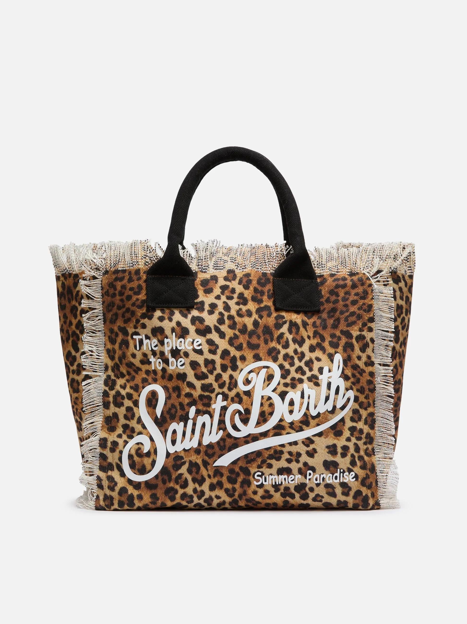 Borsa a spalla Vanity in canvas di cotone con stampa leopardata VANI001 00427L MC2 SAINT BARTH 