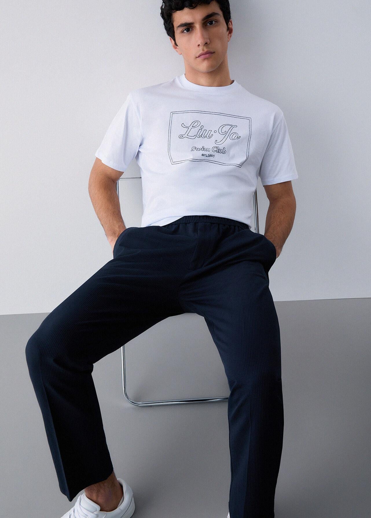 Liu-jo Pantaloni in seersucker blu QA6185T452A 94013 LIU-JO 