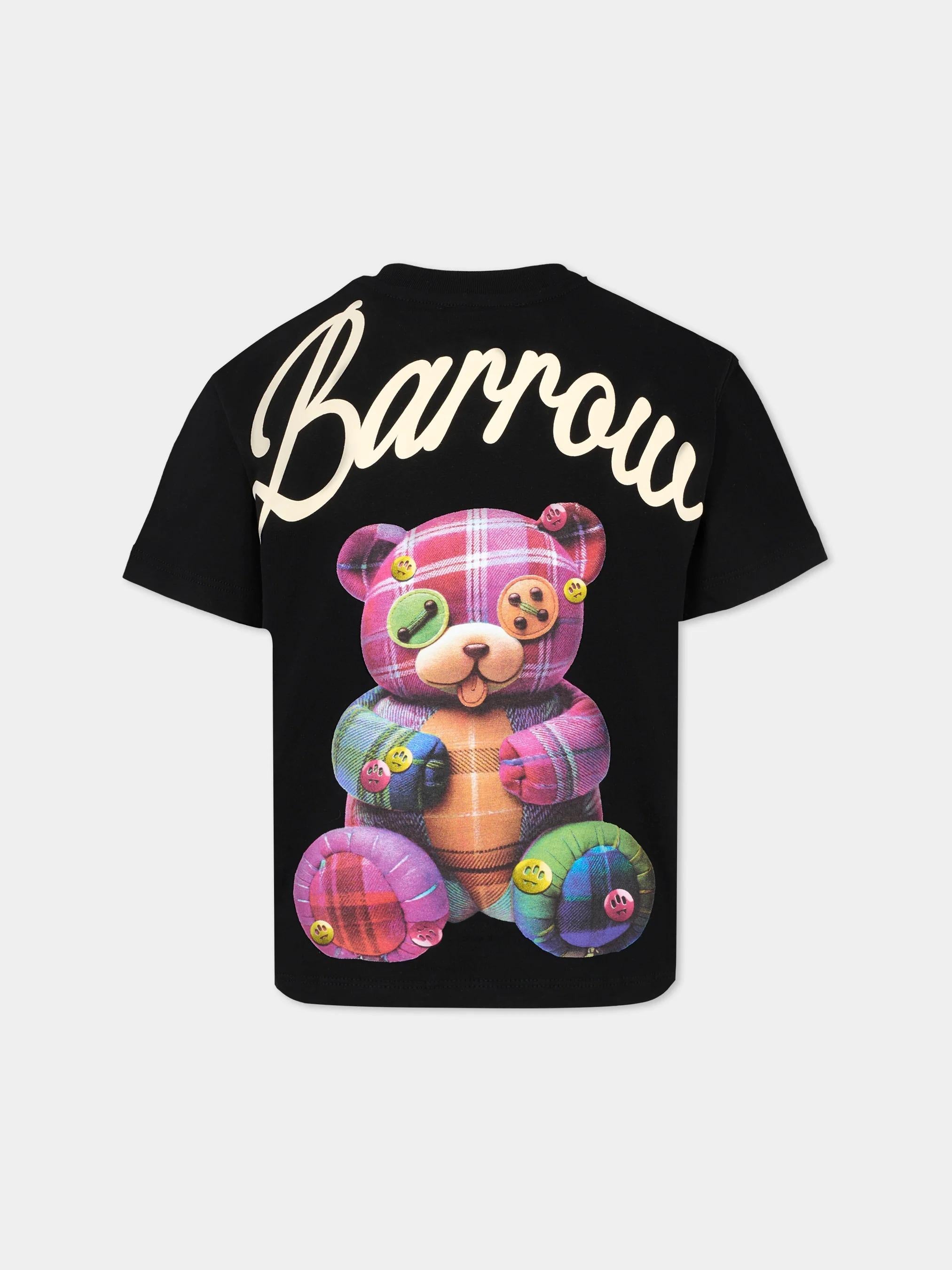 Barrow Black T-shirt for girl with Bear print F5BKJGTH203 110 BARROW 
