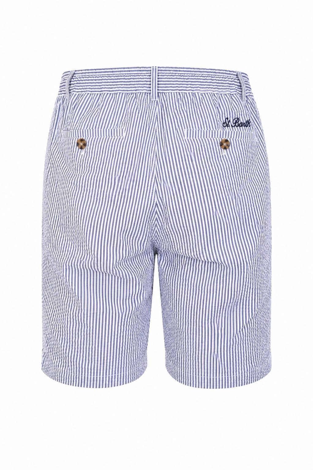Mc2 Saint Barth Bermuda Ischia in cotone seersucker Blu Bianco ISC000103931L ISC0001 03931L MC2 SAINT BARTH 
