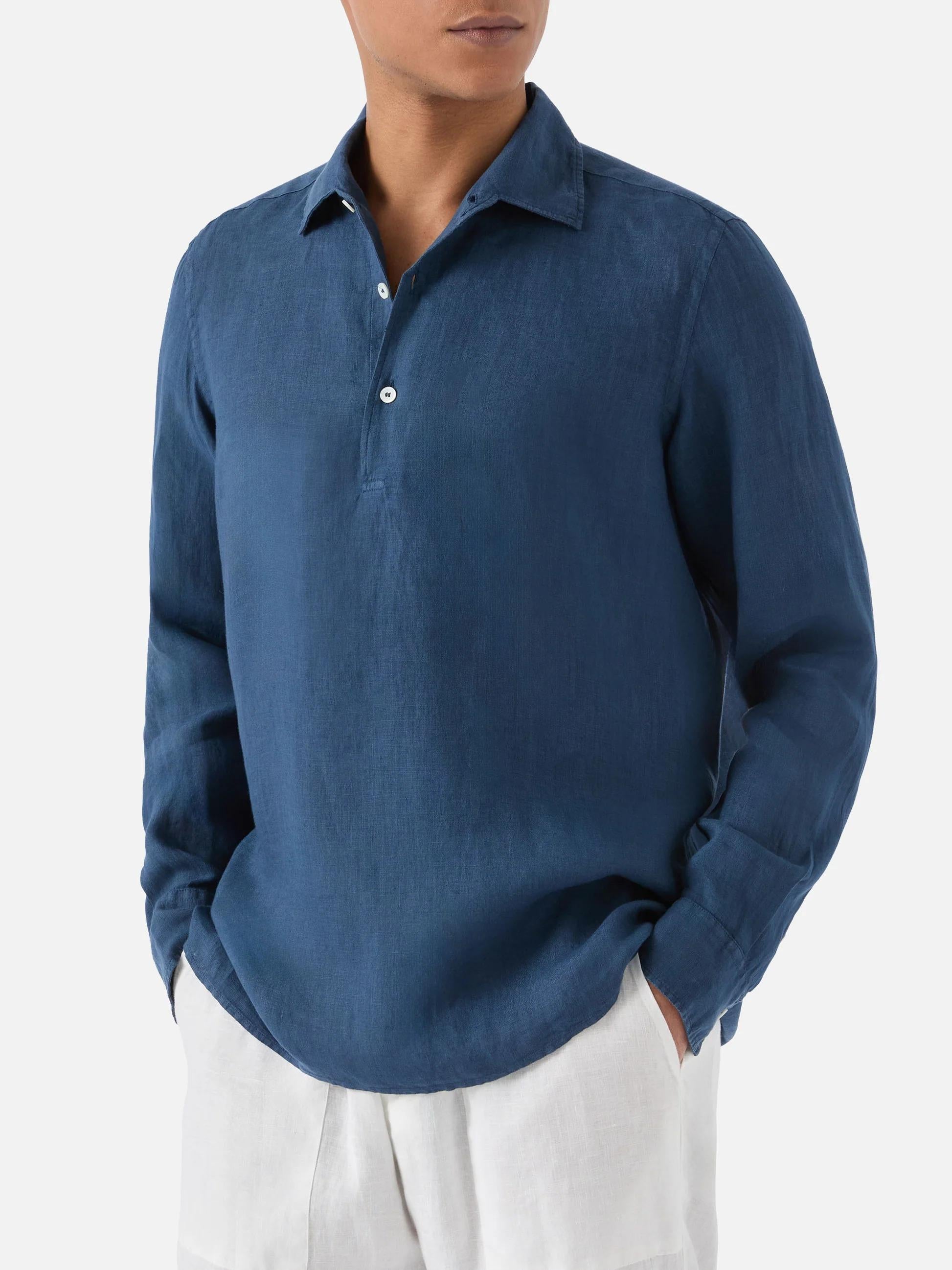 Polo Raphael in lino blu navy RPA0001 00119L MC2 SAINT BARTH 