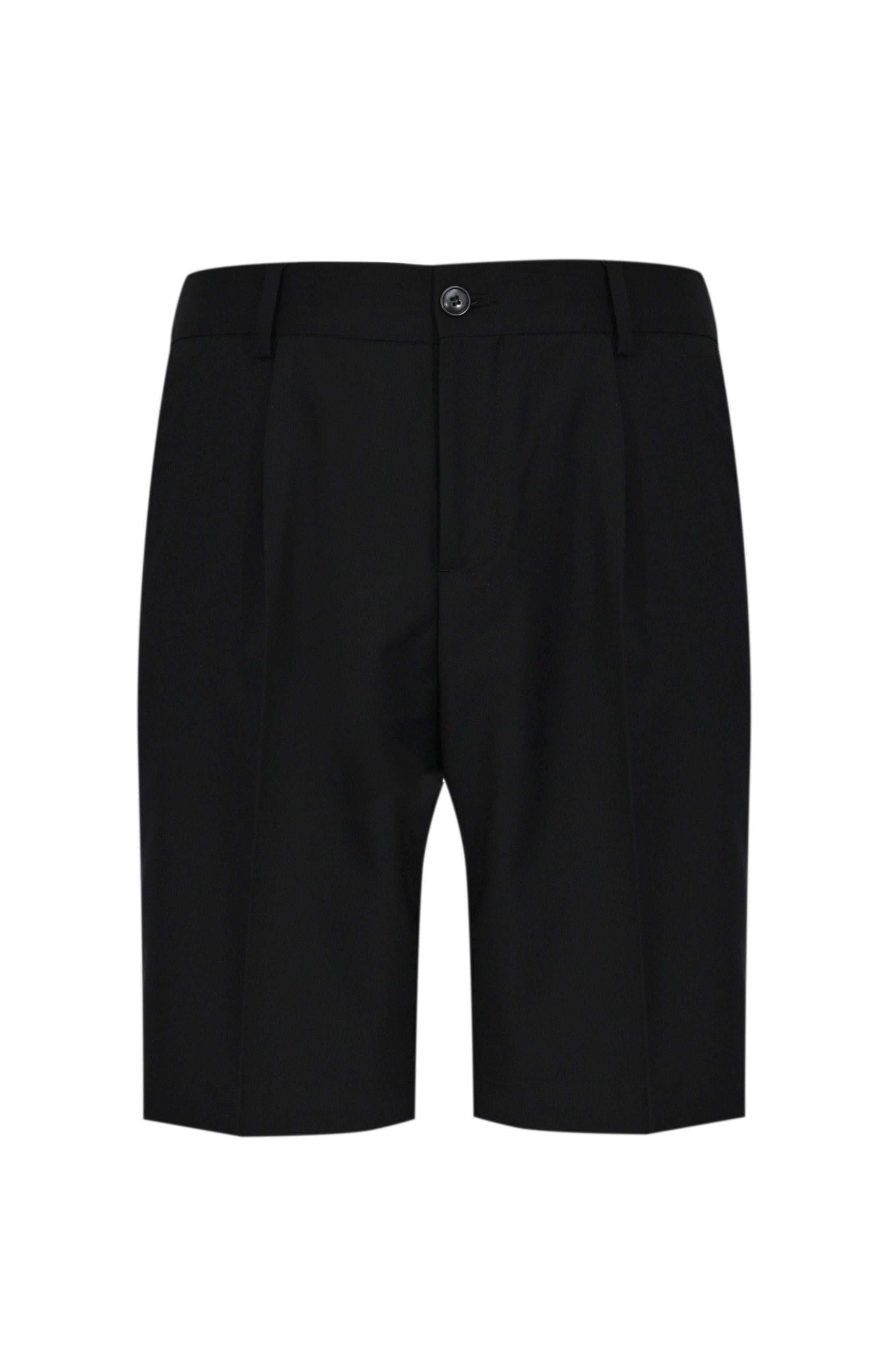 DANIELE ALESSANDRINI<BR/>Bermuda con pinces in misto viscosa Nero DUSL0003-PL0101 9000 DANIELE ALESSANDRINI 