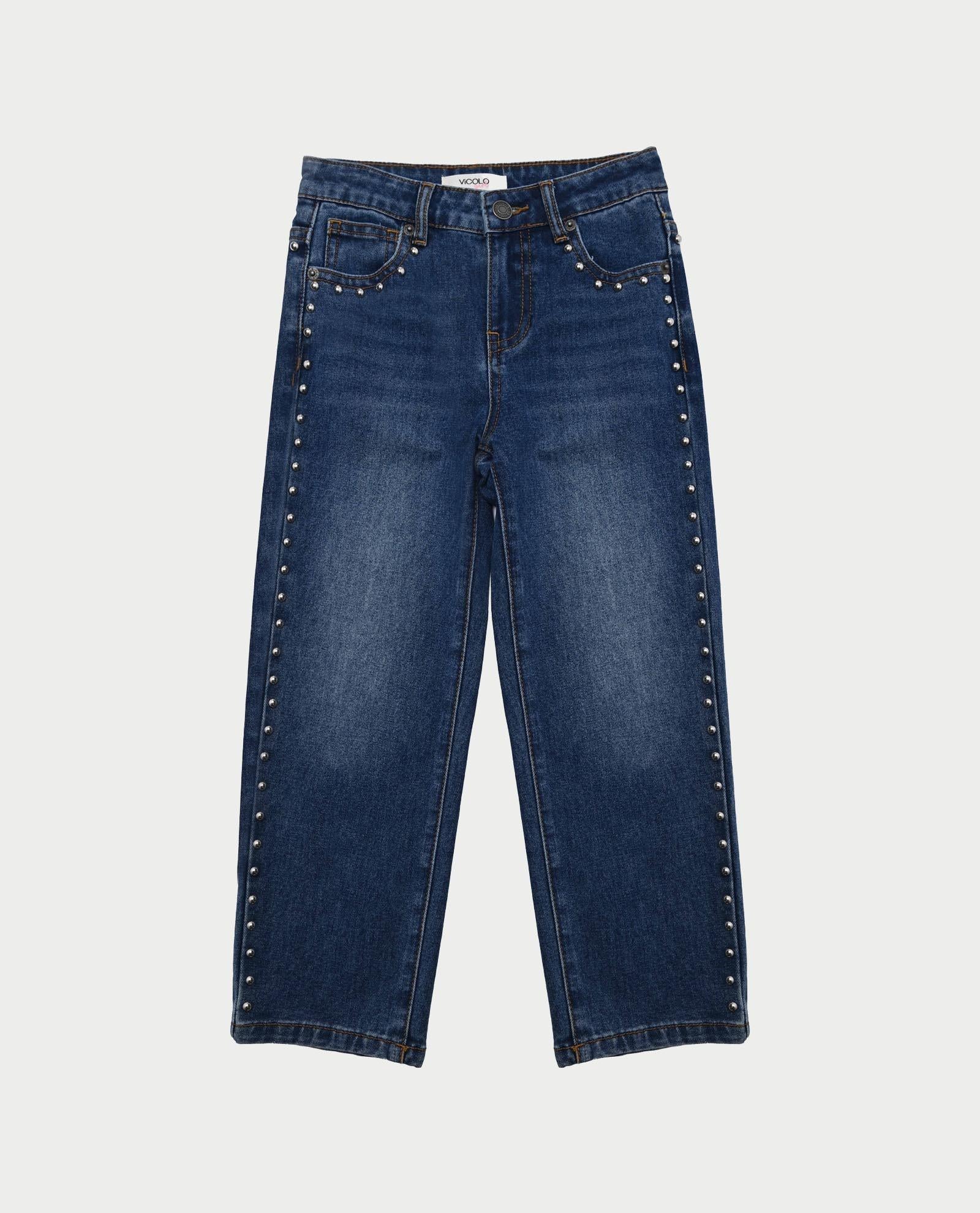 Jeans blu Vicolo bambina con borchie 3141PD00202 LIGHT BLUE DENIM VICOLO 