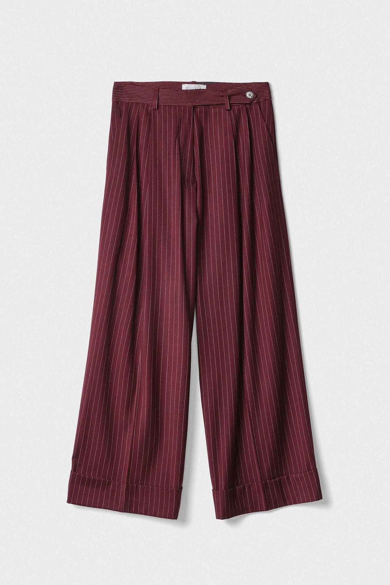 Pantalone gaelle gamba dtitta con pinces in vita gessato mosto GAABW06830-TMTS0139 RS31 GAELLE 