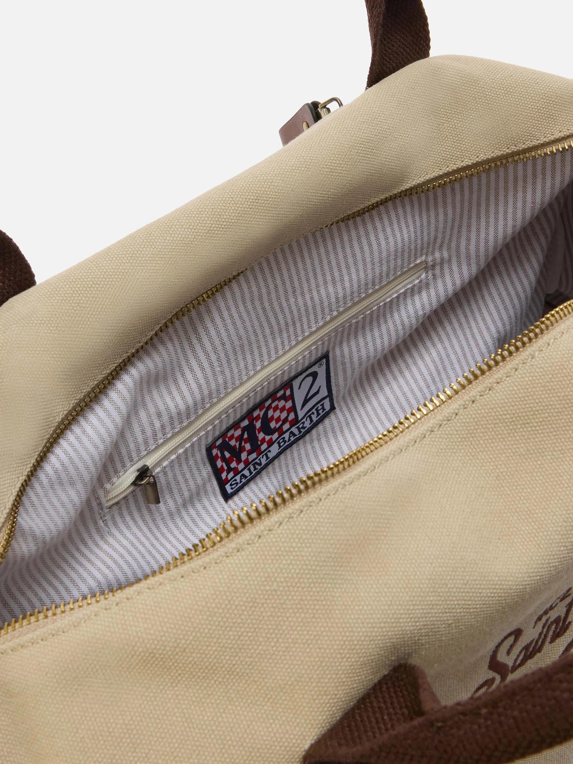 Borsone Daily in misto cotone beige con logo ricamato DALB001 00368L MC2 SAINT BARTH 