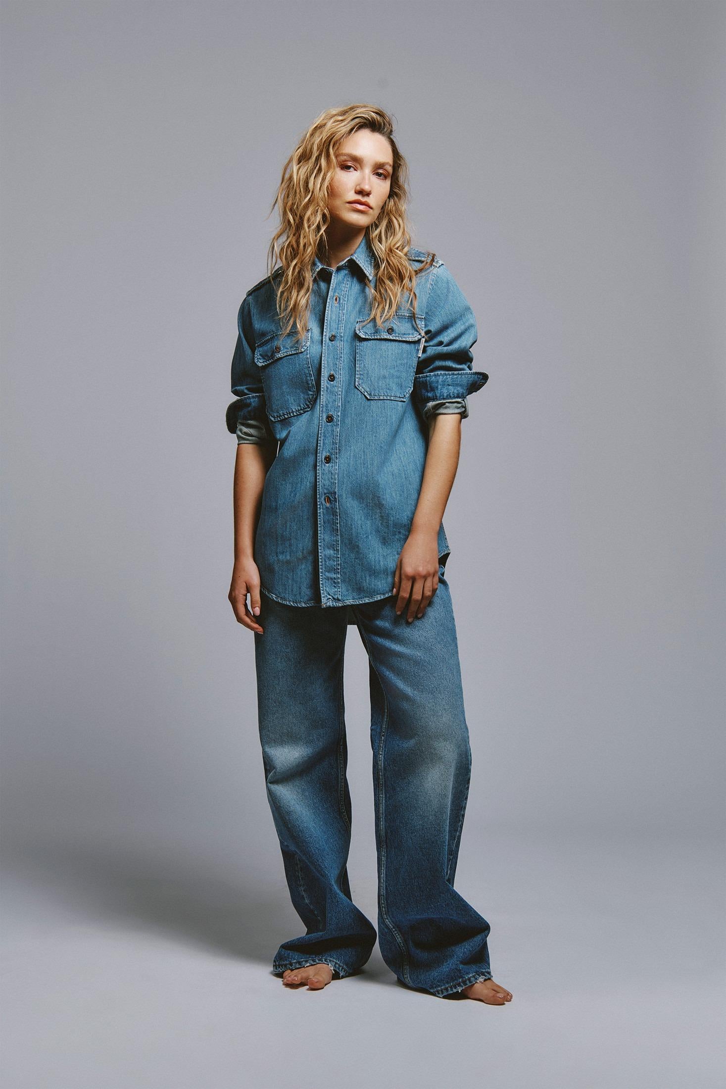 EVA X ROY ROGER'S - CAMICIA MILITARY IN DENIM RND90353D7482876 C0999 ROY ROGER'S 