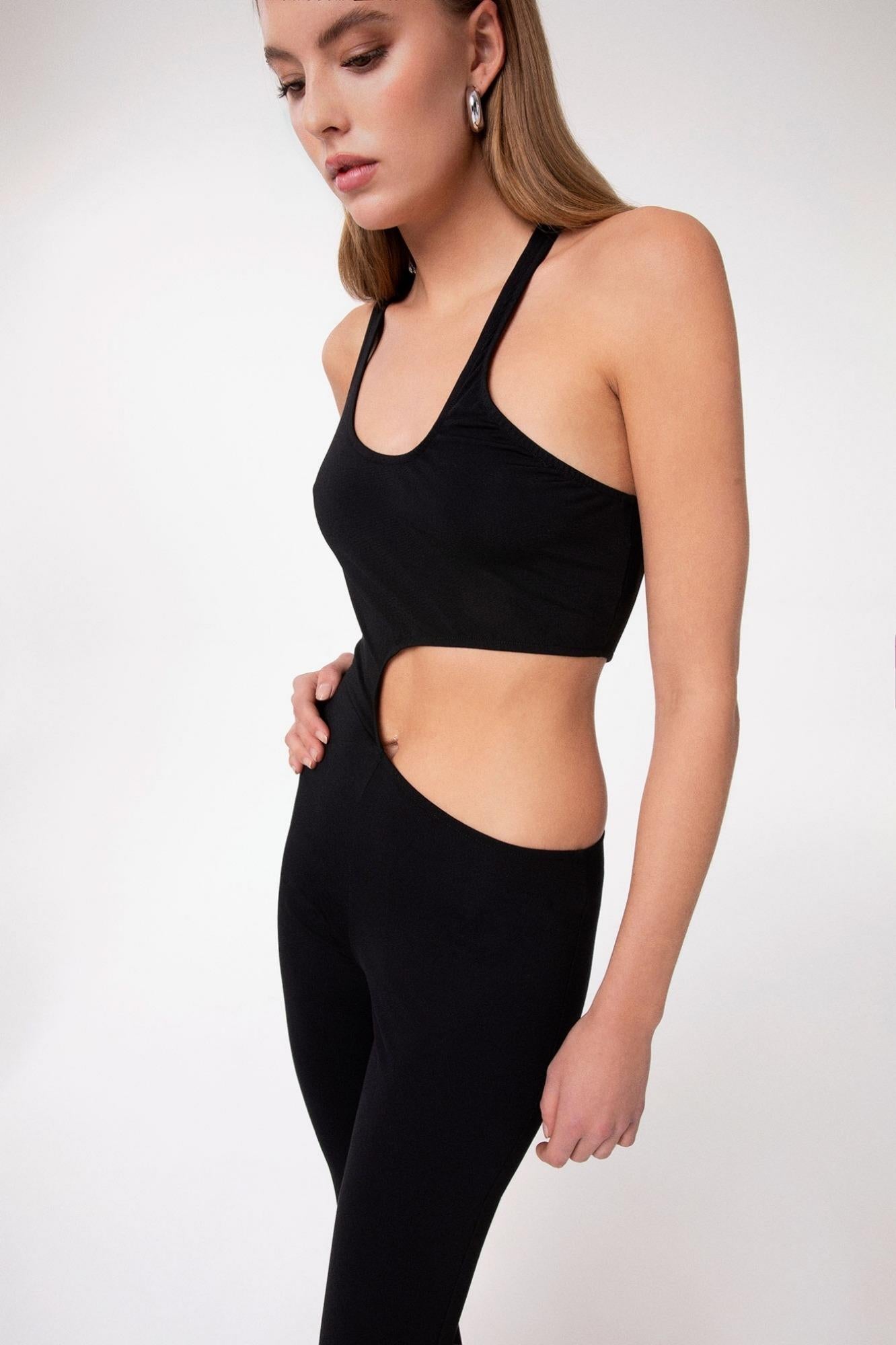 Tuta A Zampa Con Aperture In Punto Milano  Nero - Gaëlle Paris GAABW09948-TMTM0003 NE01 GAELLE 