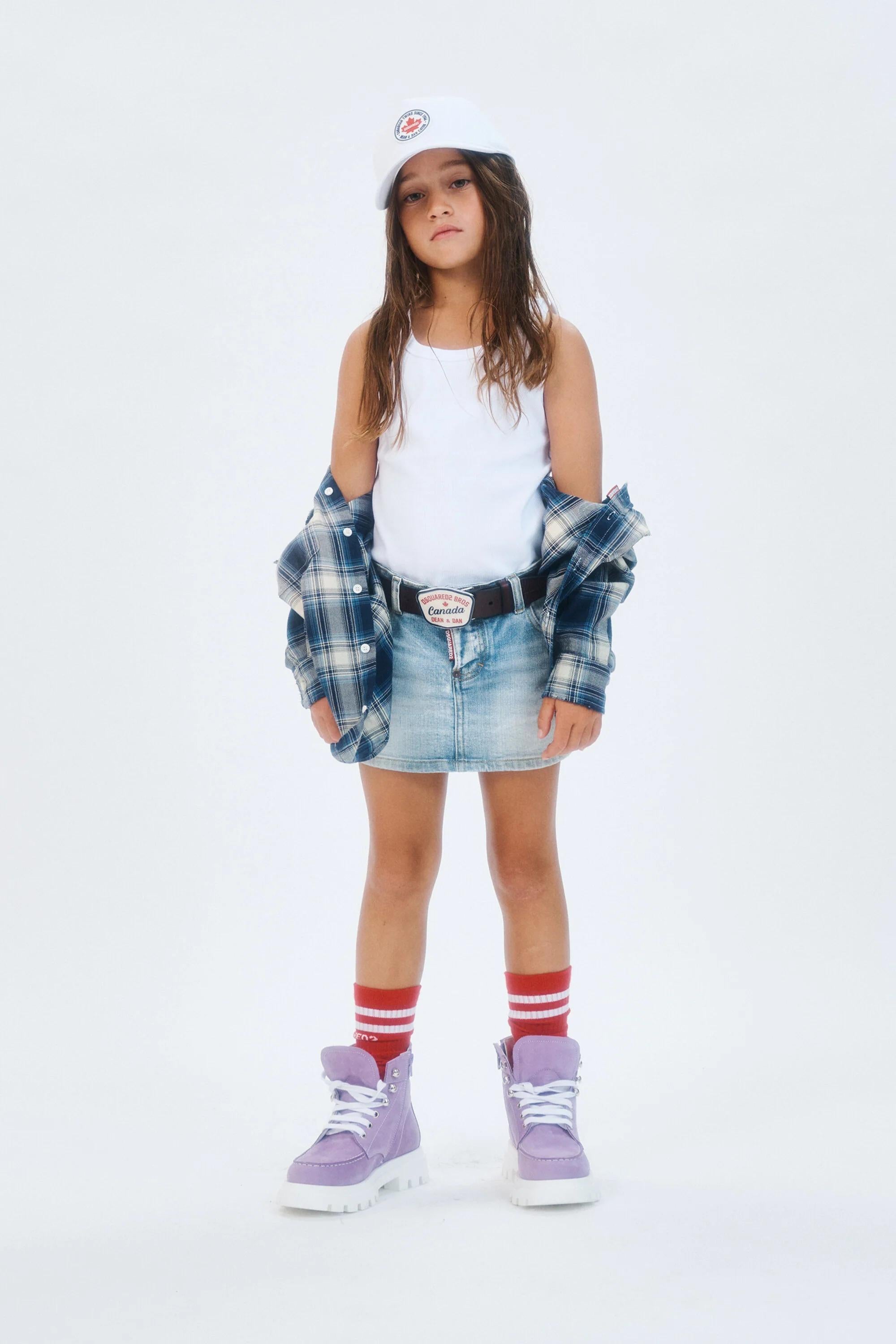 DSQUARED2<BR/>Minigonna in denim con logo DQ3219-D0AF3 DQ01 DSQUARED KID 