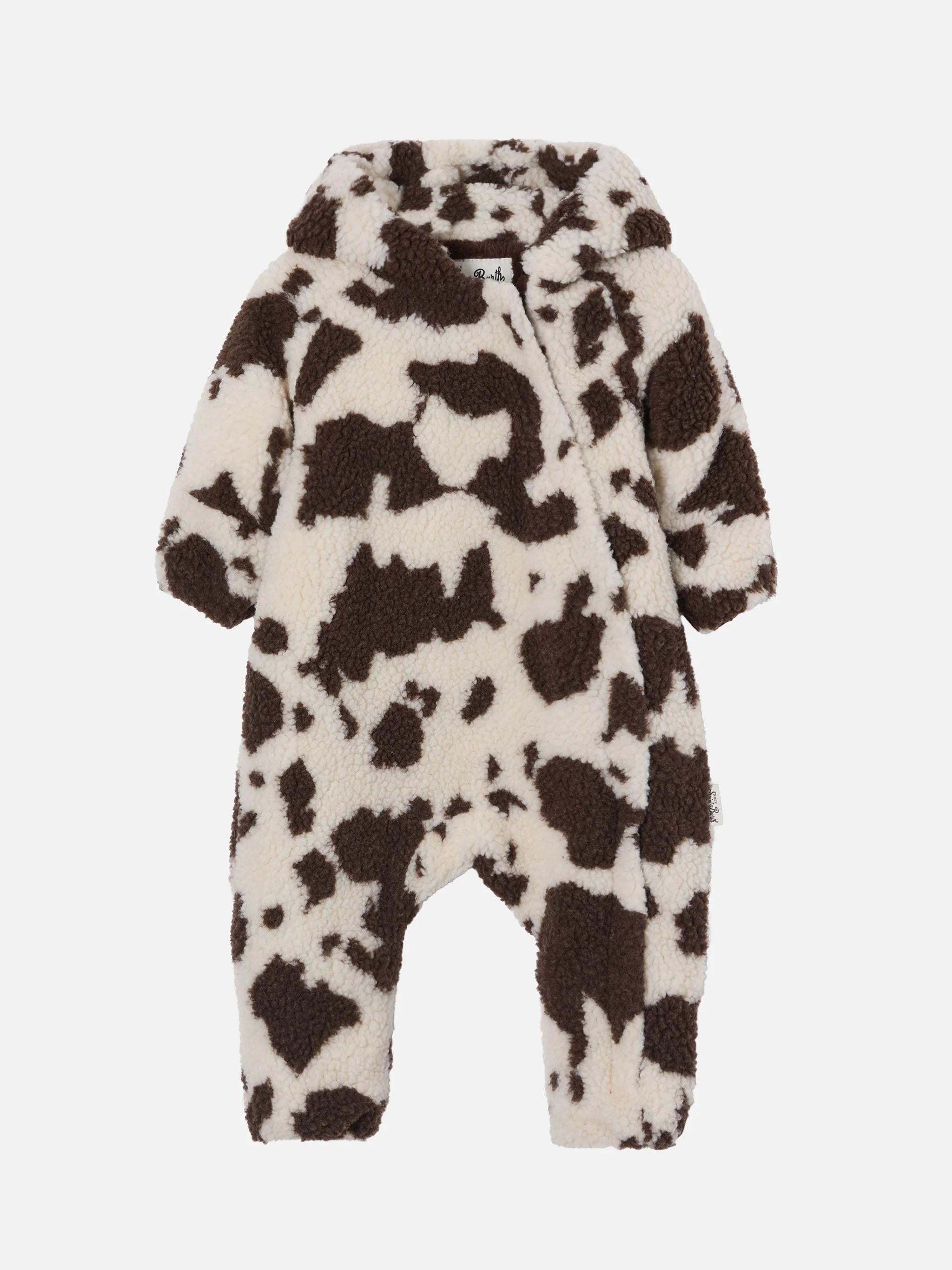 Tuta da neve Ice Cream Teddy imbottita con fodera in teddy stampa muccata GLC002 00198I MC2 SAINT BARTH 