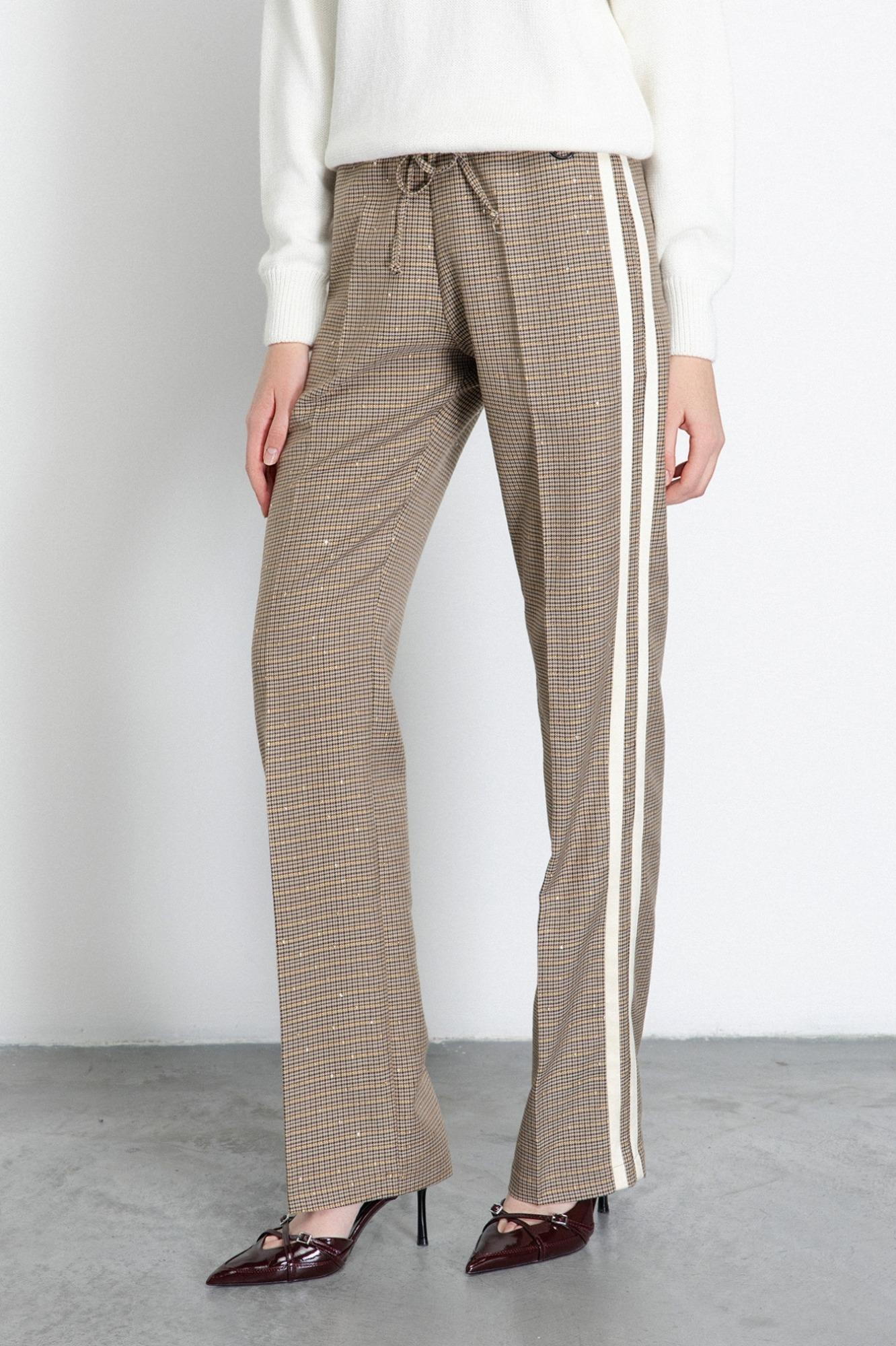 Pantalone Dritto Morbido Con Laccetti In Vita E Bande Laterali  Cammello - Gaëlle Paris GAABW06875-TMTP0019 CAMM GAELLE 
