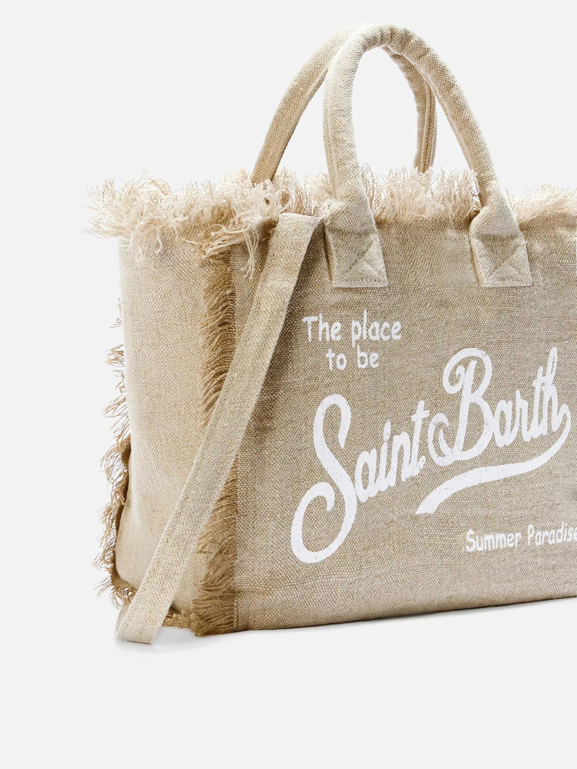 Borsa Colette in lino beige tinta unita COL0018 01139L MC2 SAINT BARTH 
